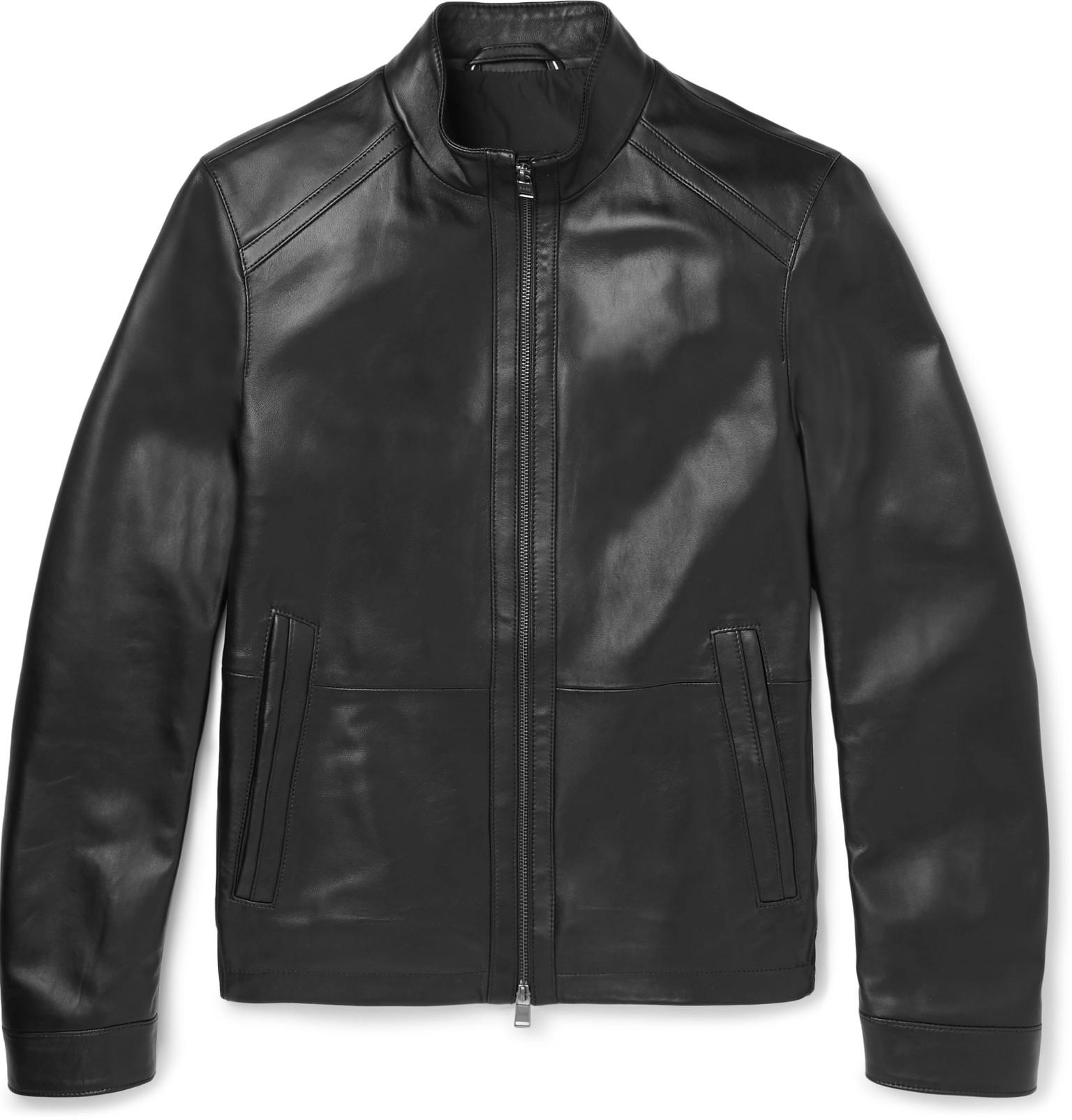 BOSS by Hugo Boss Nestal Leather Jacket in Black for Men - Lyst