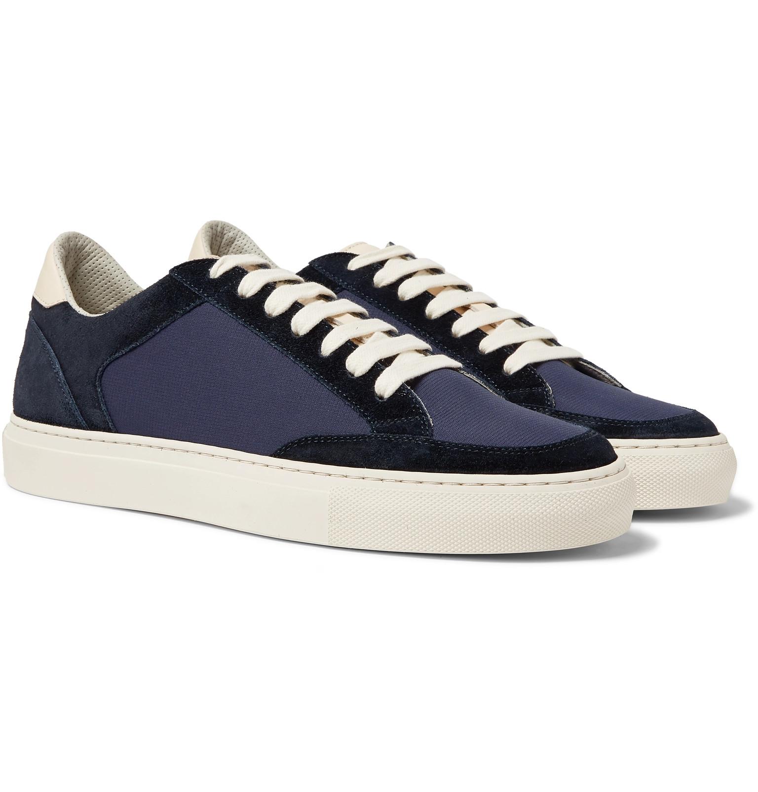 Brunello Cucinelli Leather-trimmed Suede And Ripstop Sneakers in Navy ...