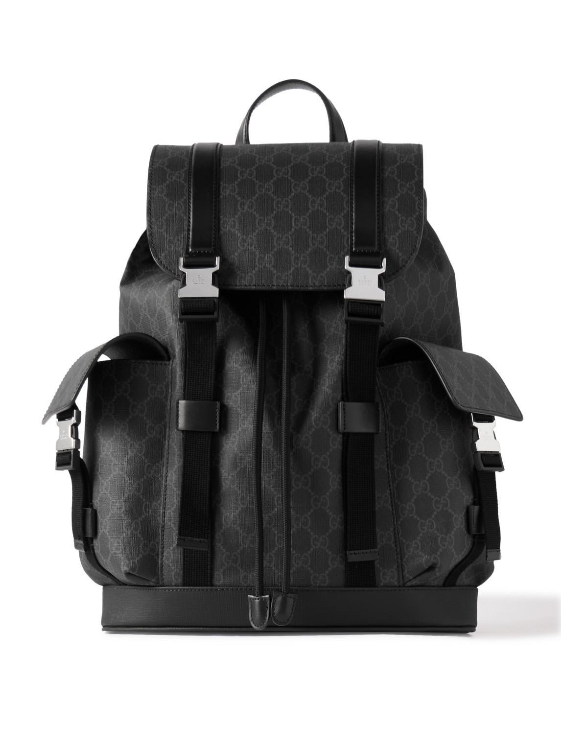 Gucci Leather-Trimmed Monogrammed Supreme Coated-Canvas  display picture 1