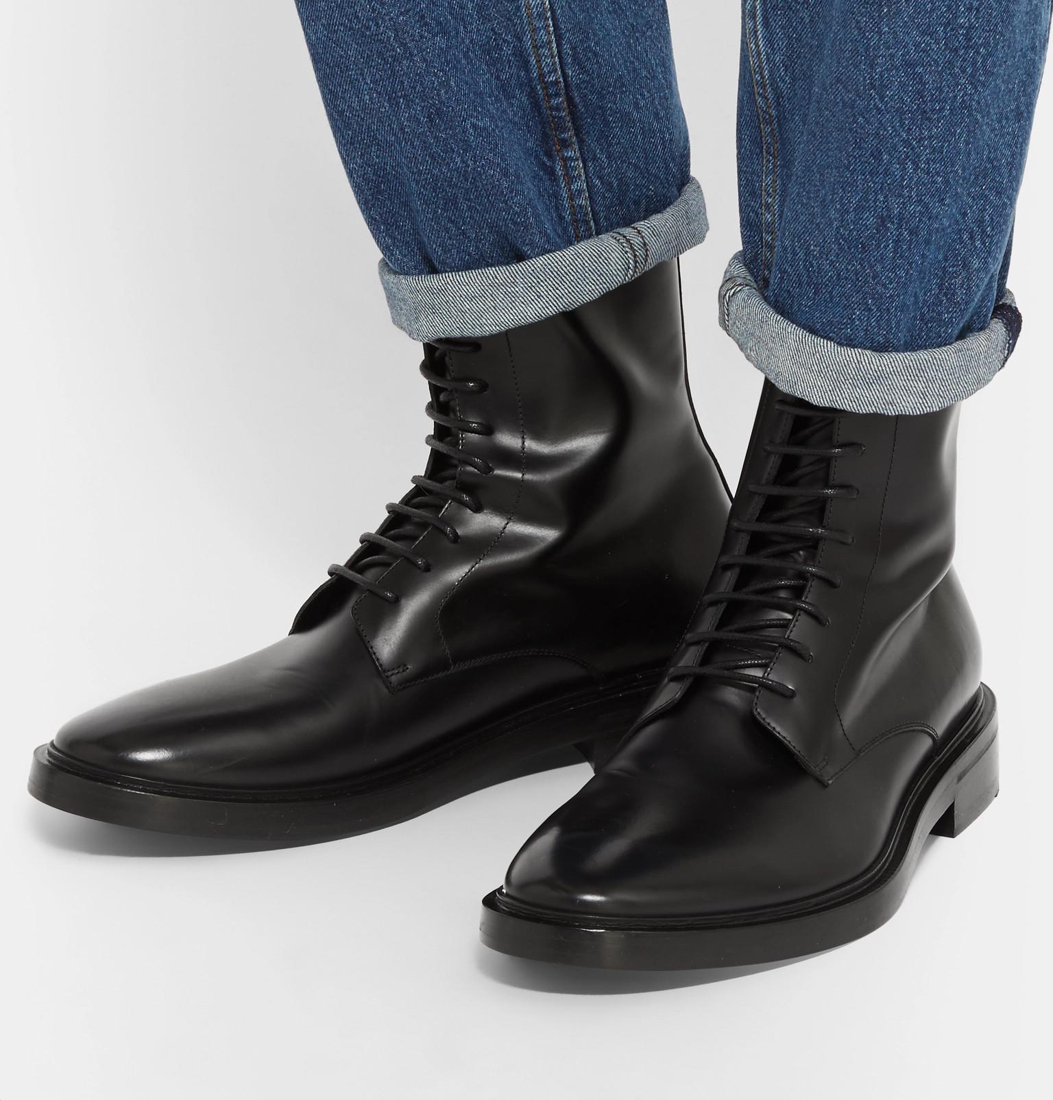 Balenciaga Leather Combat Boots in Black for Men - Lyst