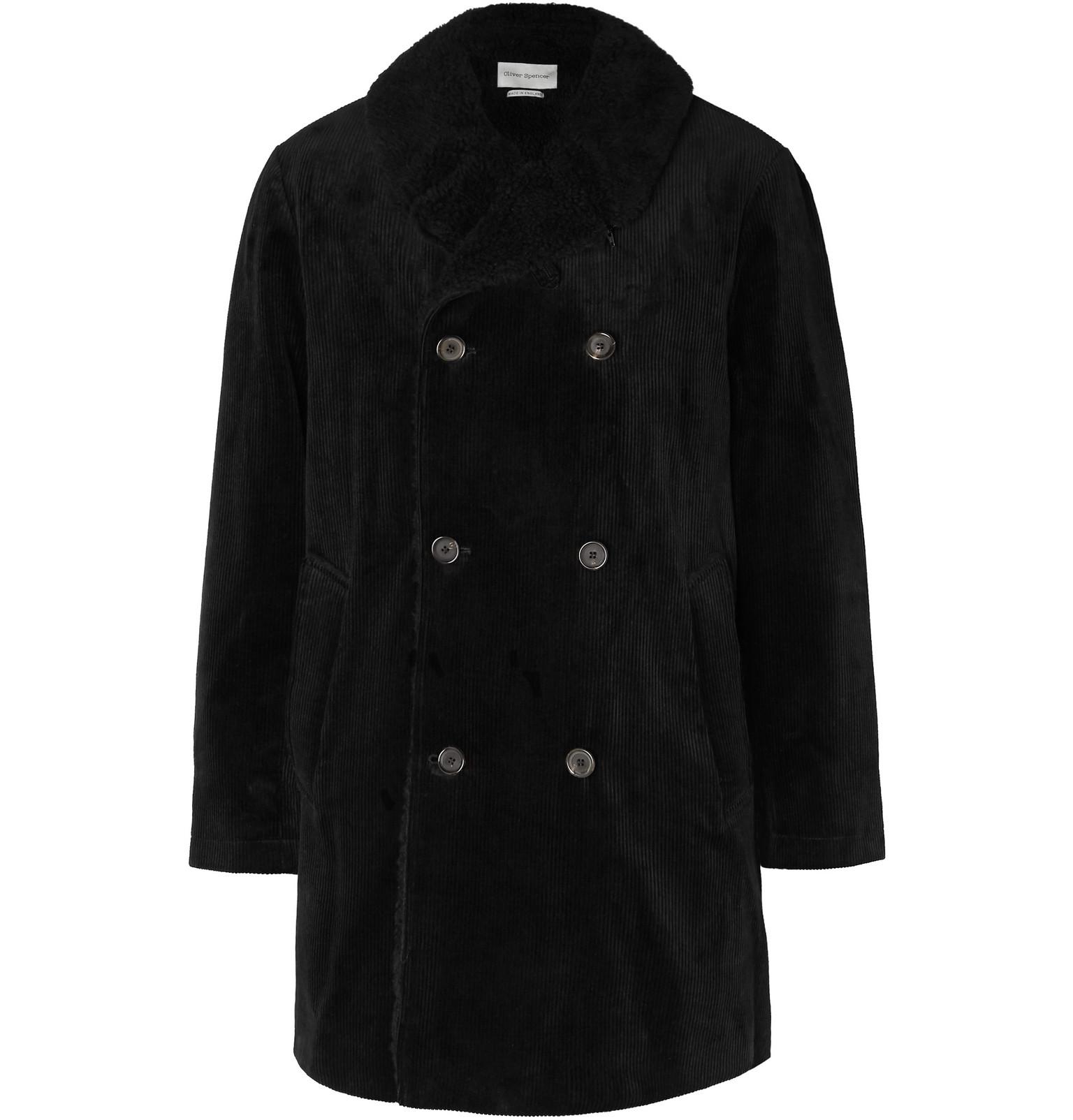 Oliver Spencer Newington Double-breasted Faux Shearling-lined Cotton ...