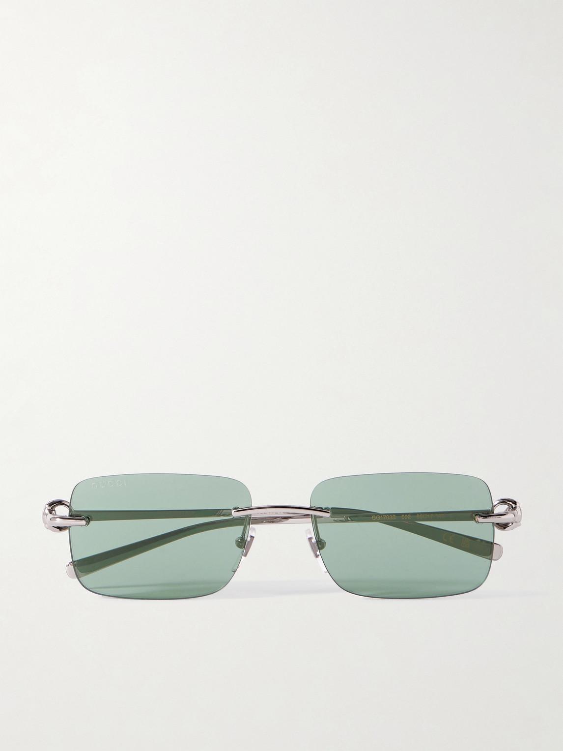 Gucci Rimless Rectangular-Frame-Tone Sunglasses in Green for Men