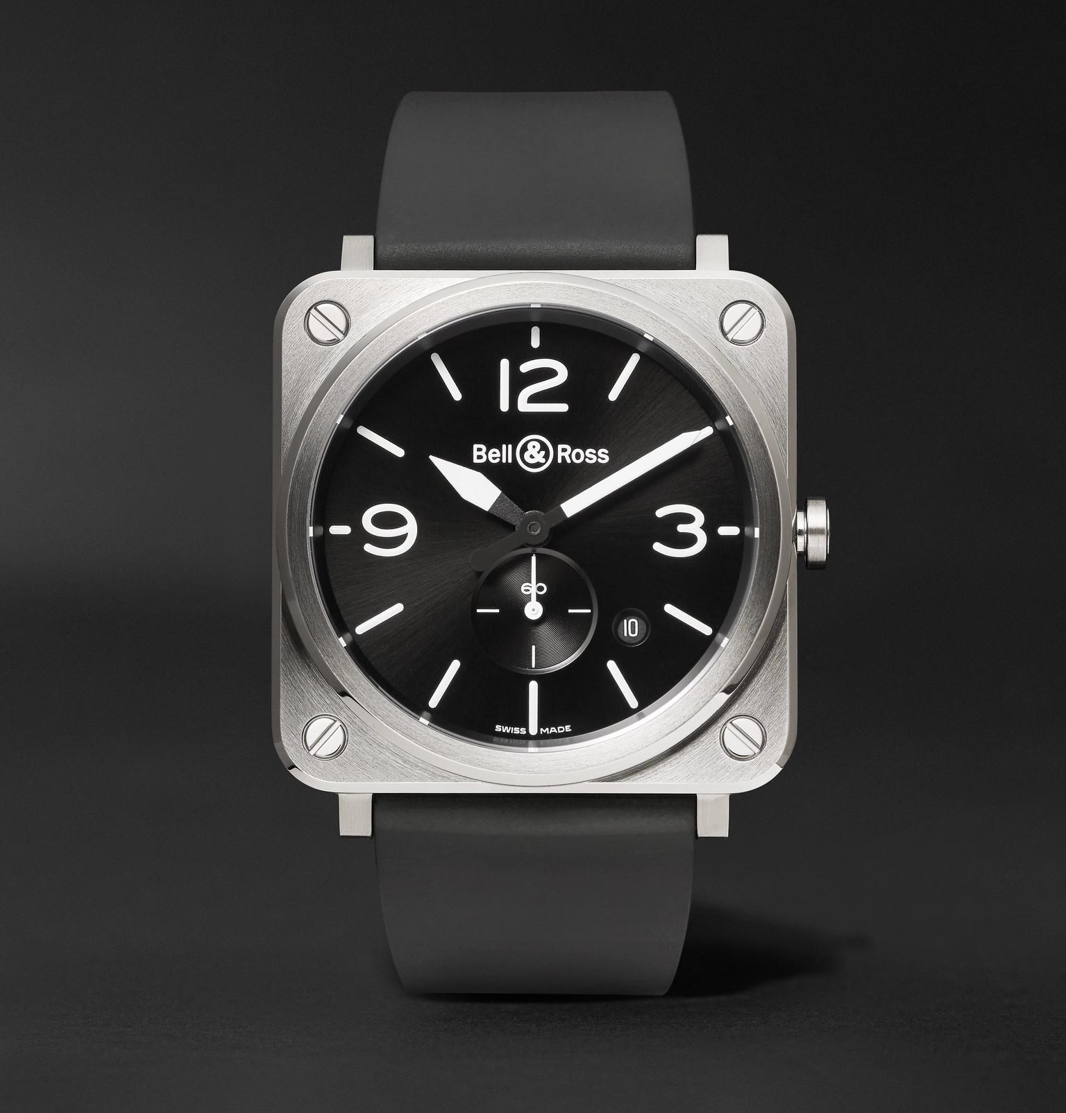 Ross Br S 39mm Steel And Rubber Watch 