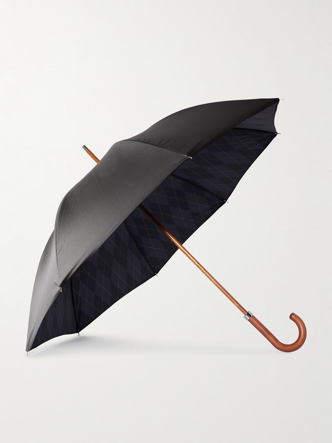 Kingsman London Undercover Argylle Wood-Handle Umbrella in Black