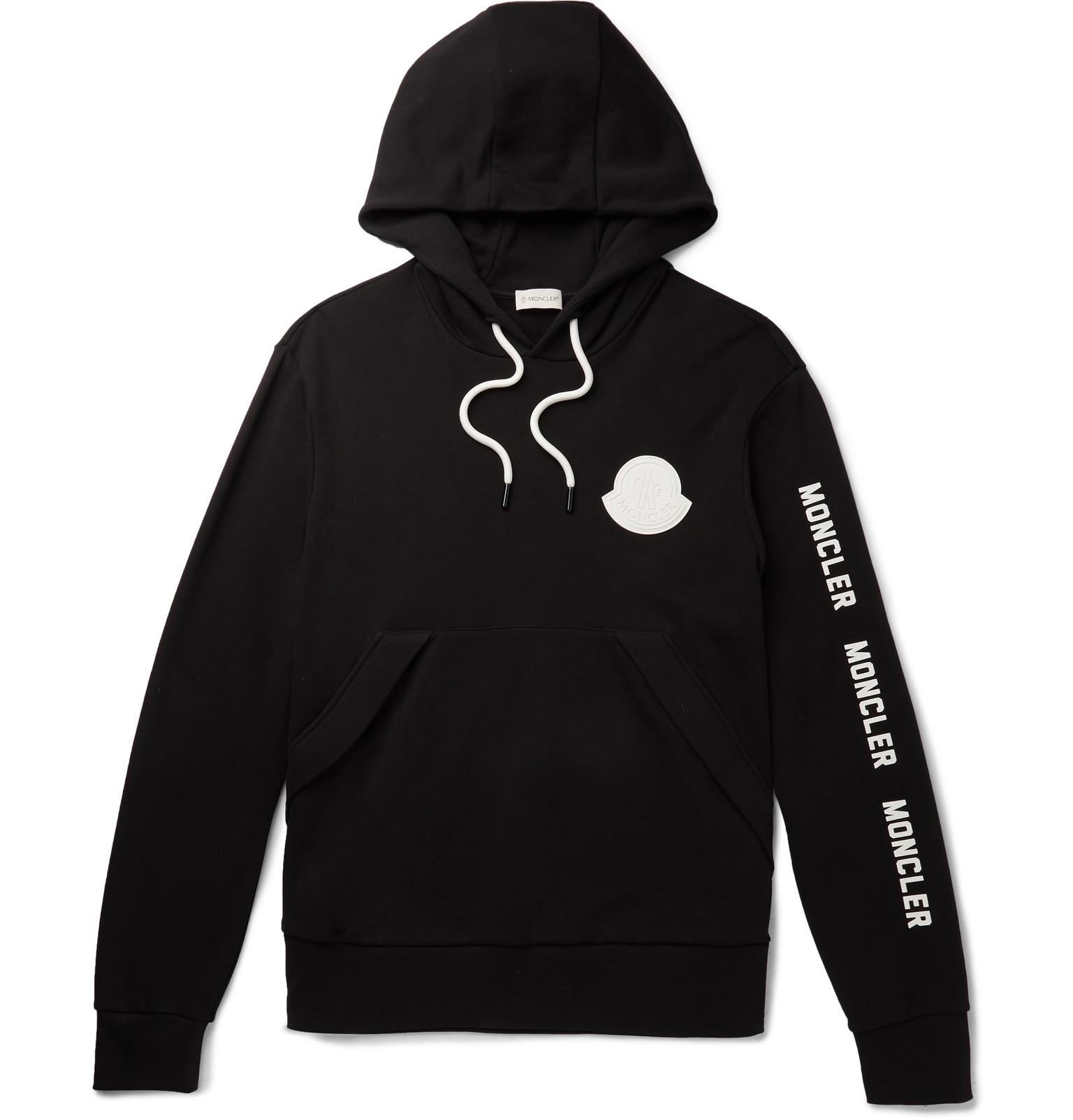 Moncler Logo-patch Cotton-jersey Hooded Sweatshirt in Black for ...