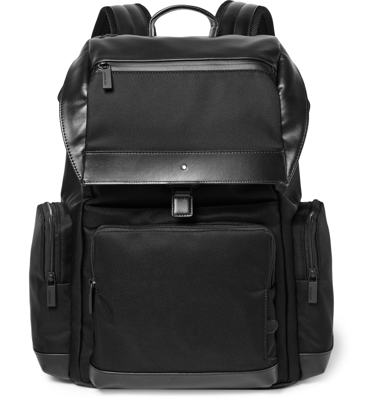 Montblanc Nightflight Leathertrimmed Canvas Backpack in Black for Men