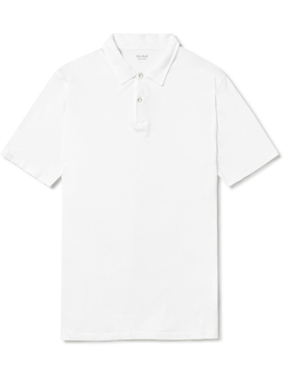 Hartford Slimfit Cottonjersey Polo Shirt in White for Men Lyst