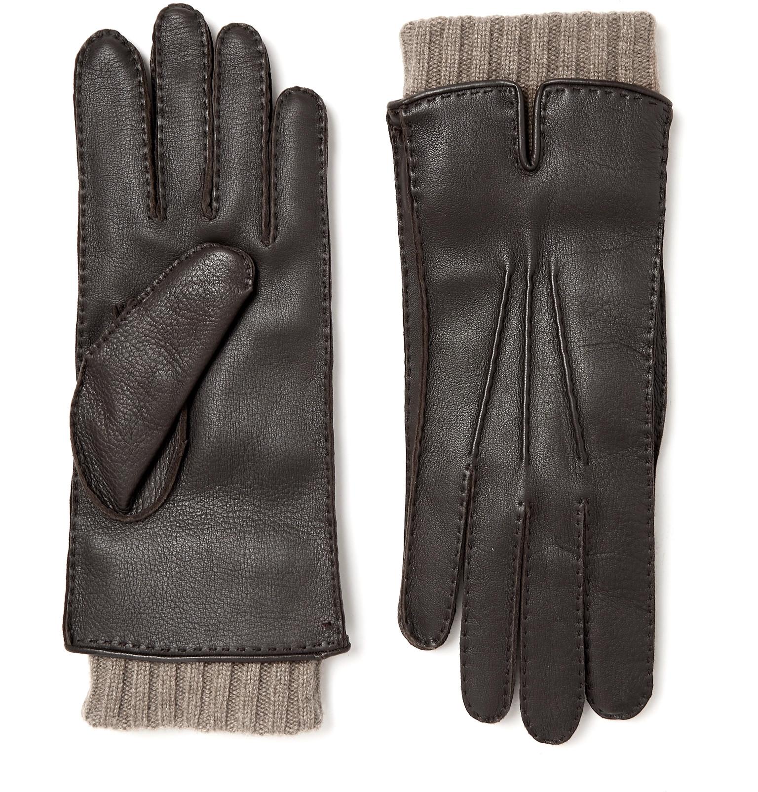 Loro Piana Baby Cashmerelined Leather Gloves in Brown for Men Lyst