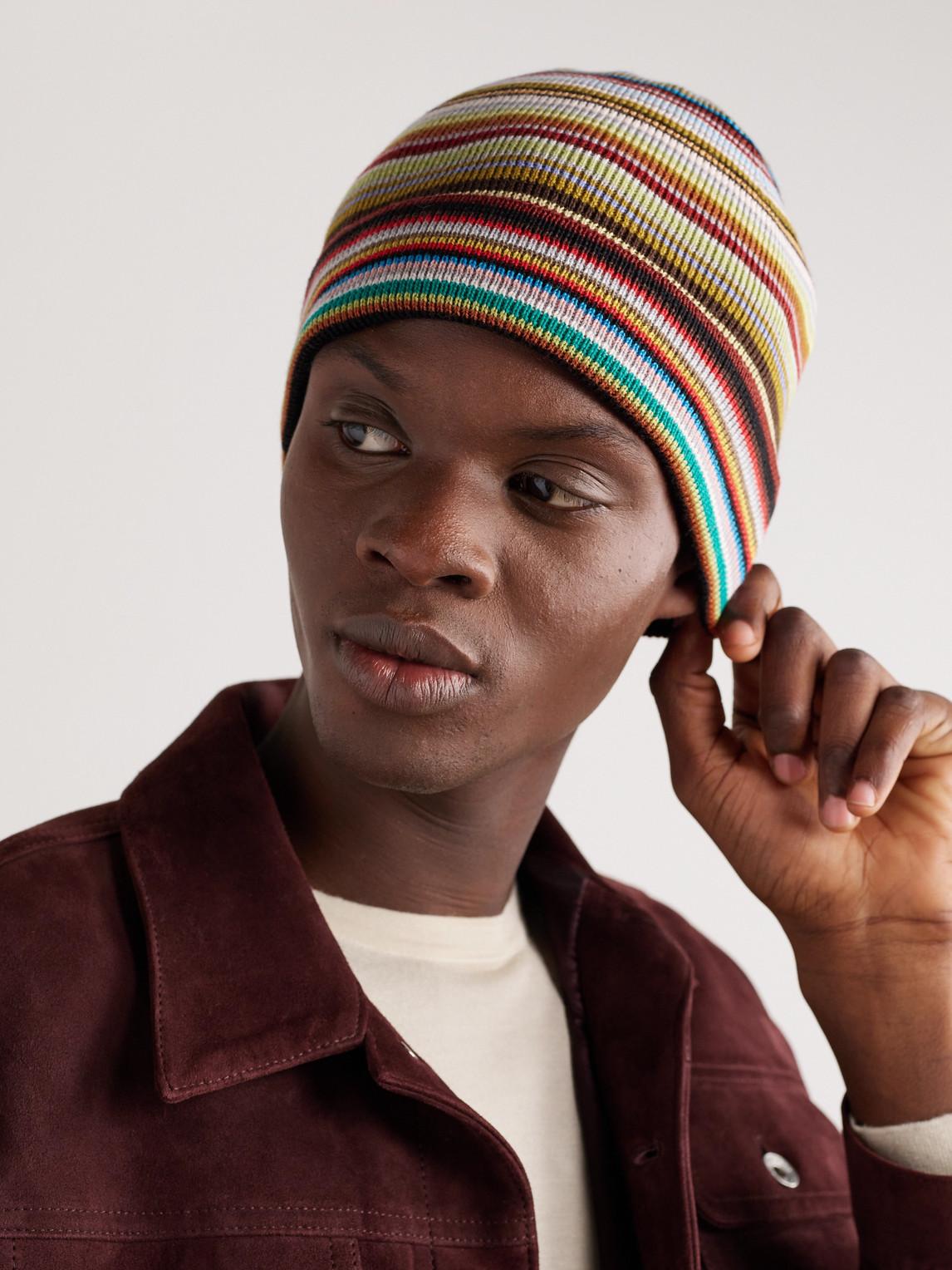 Paul Smith Signature Stripe Wool Beanie in Grey for Men Lyst UK