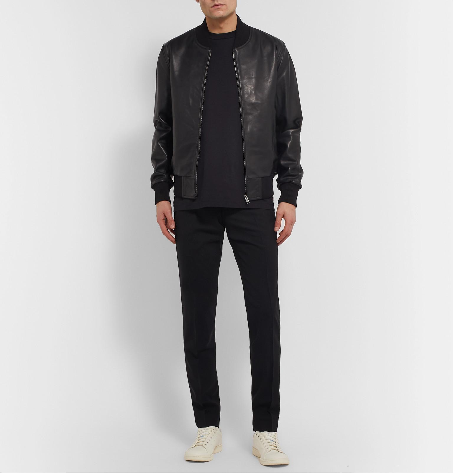 sandro leather bomber jacket