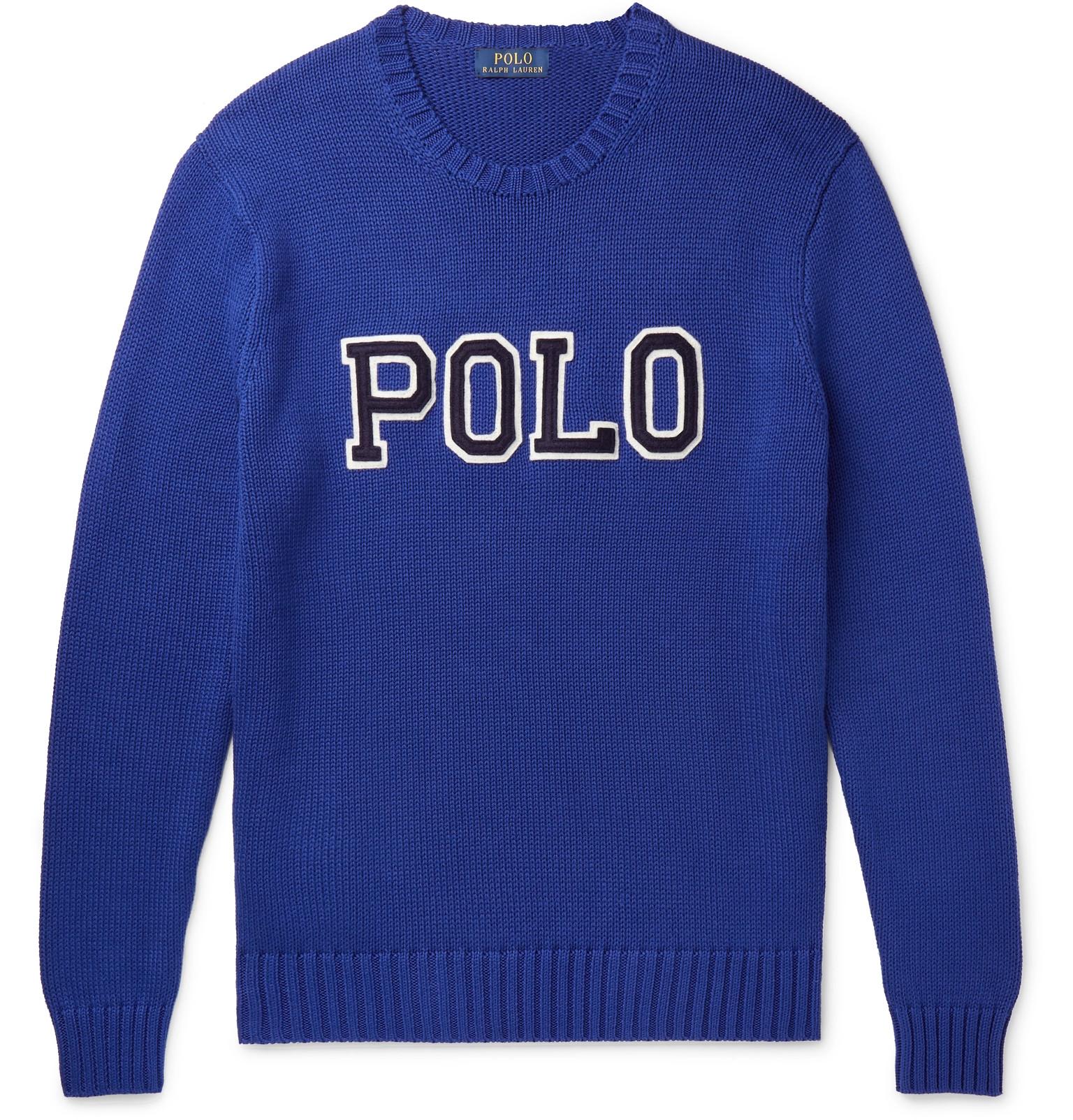 Polo Ralph Lauren Logo-appliquéd Cotton Sweater in Blue for Men | Lyst