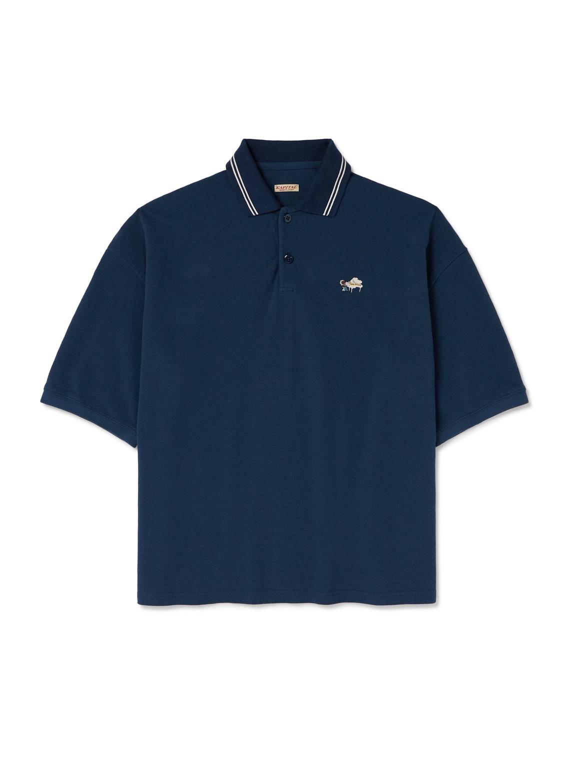 トップス Kapital Over size Cotton Polo Shirt Kapital 12G Mesh Knit CAROL Polo Beige - Made in Japan