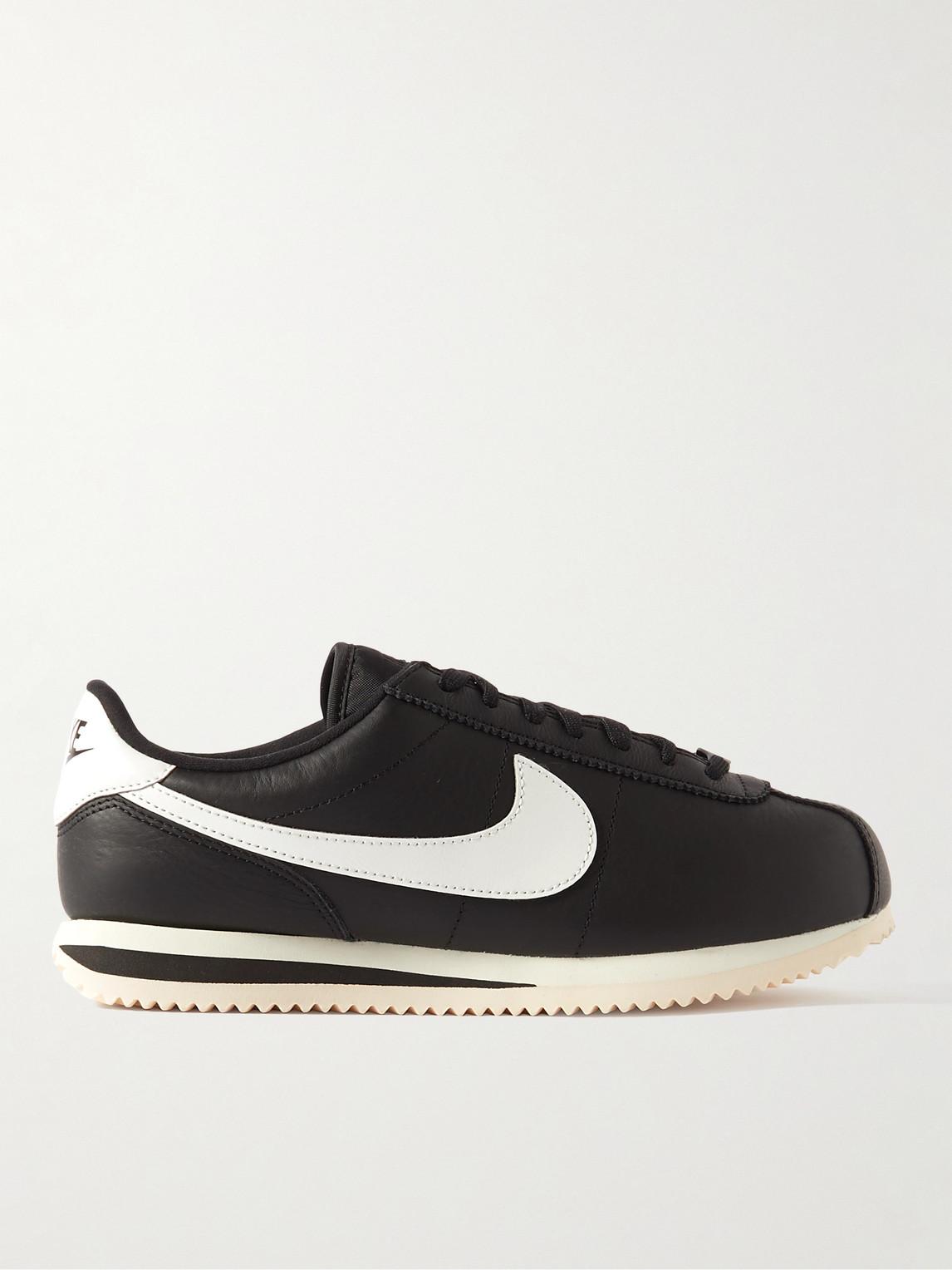 Nike Cortez Logo Appliqued Leather Sneakers in Black for Men Lyst UK