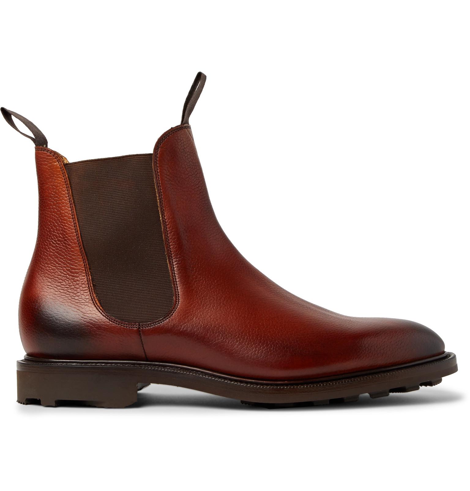 Edward Green Newmarket Burnished Pebble-grain Leather Chelsea Boots in ...