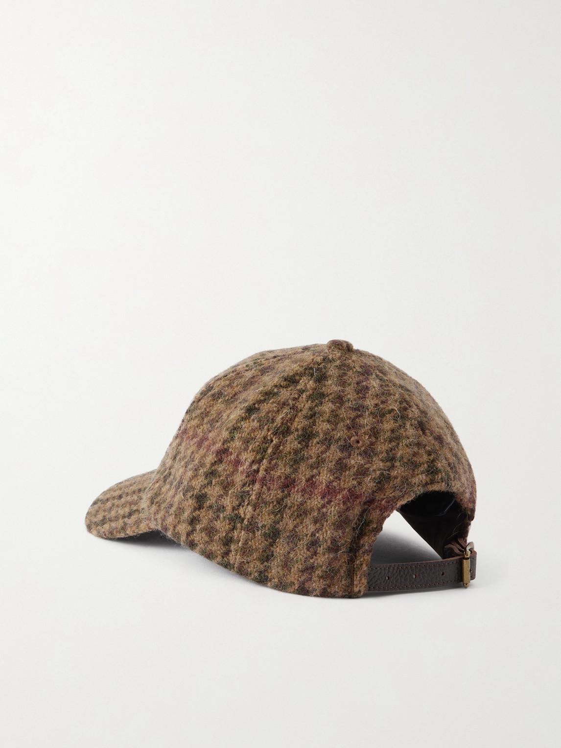 Polo Ralph Lauren Houndstooth Wool Cap in Brown Polo Ralph Lauren Logo-Embroidered Leather-Trimmed  main image 4