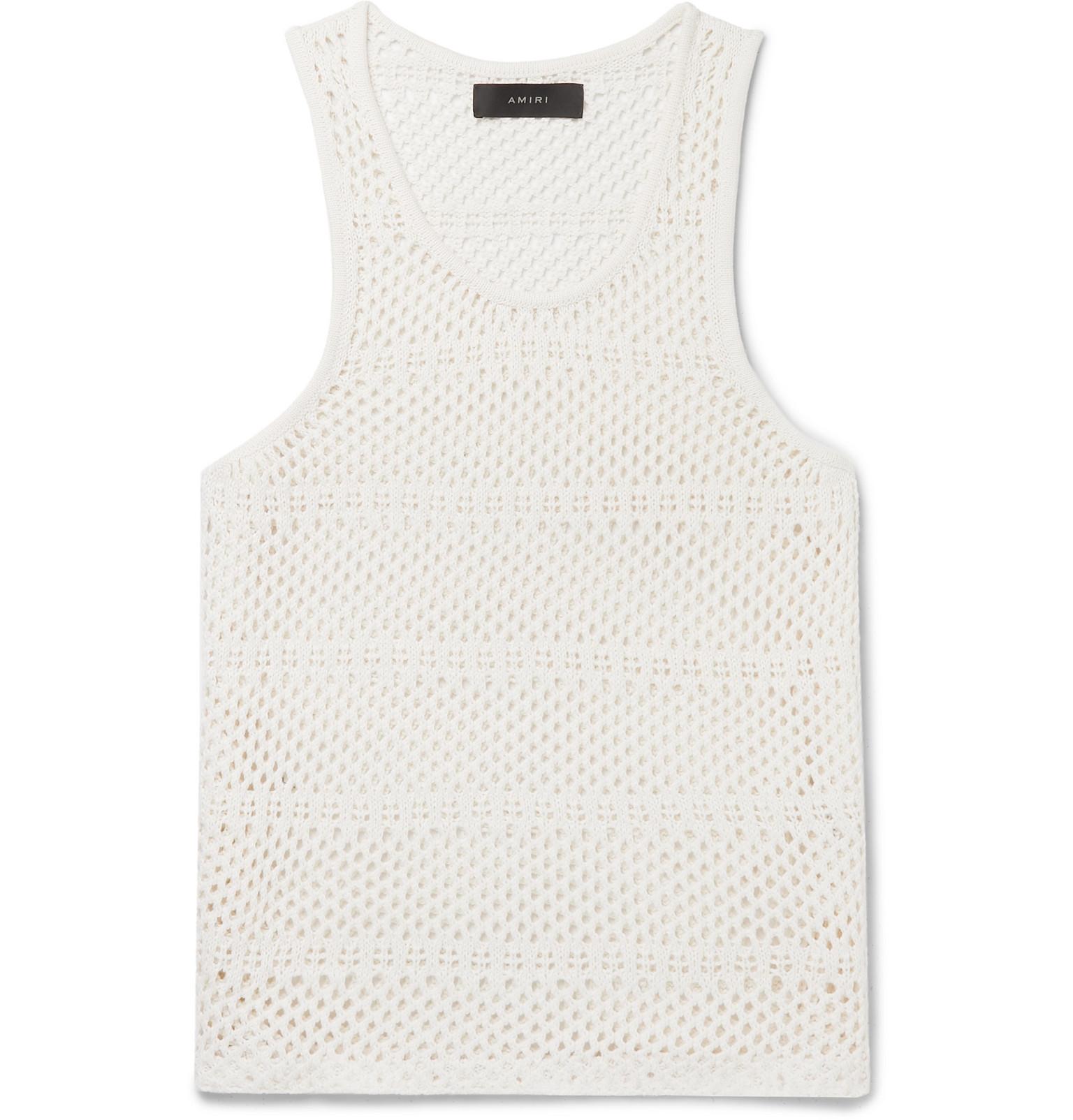 Amiri Crocheted Cotton And Cashmere-blend Tank Top in White for Men - Lyst