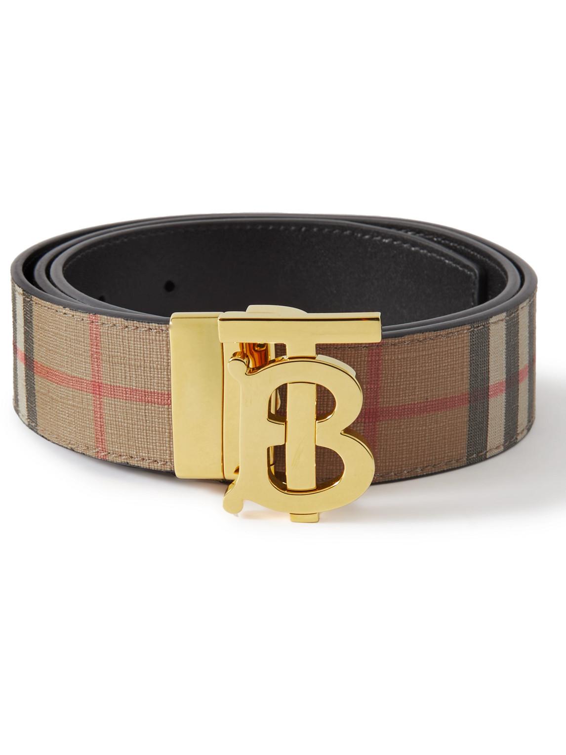 Burberry Men's Tb-buckle Check Faux-Leather Belt