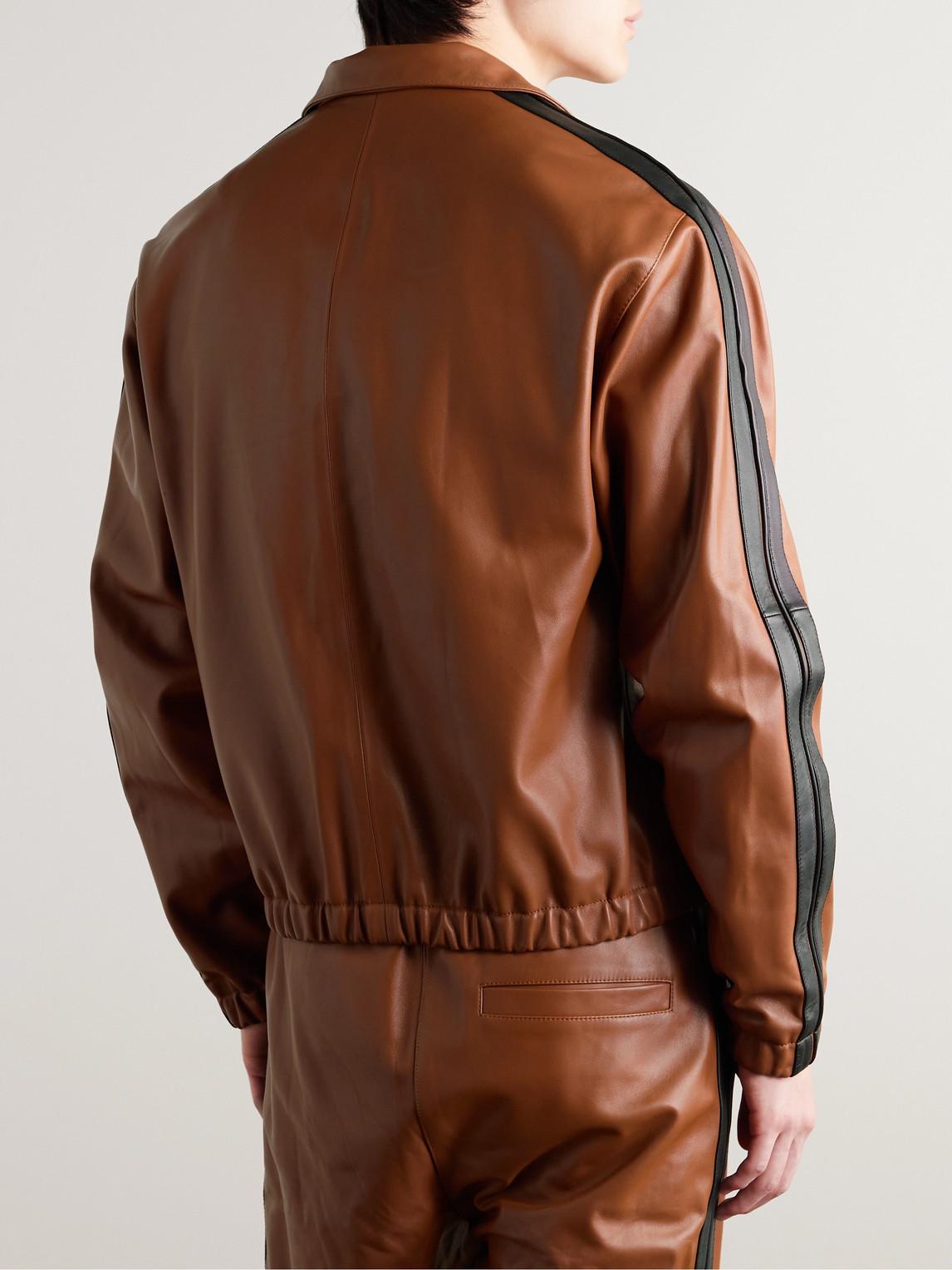 Marni Striped Nappa Leather Track Jacket in Brown for Men | Lyst