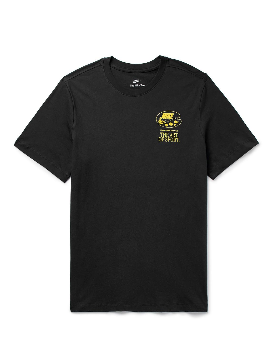 Nike Sportswear Logo-print Cotton-jersey T-shirt in Black for Men | Lyst