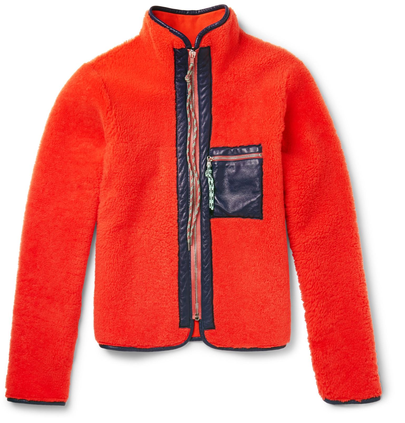 Aries Pat's Leather-trimmed Shearling Jacket in Orange for Men - Lyst