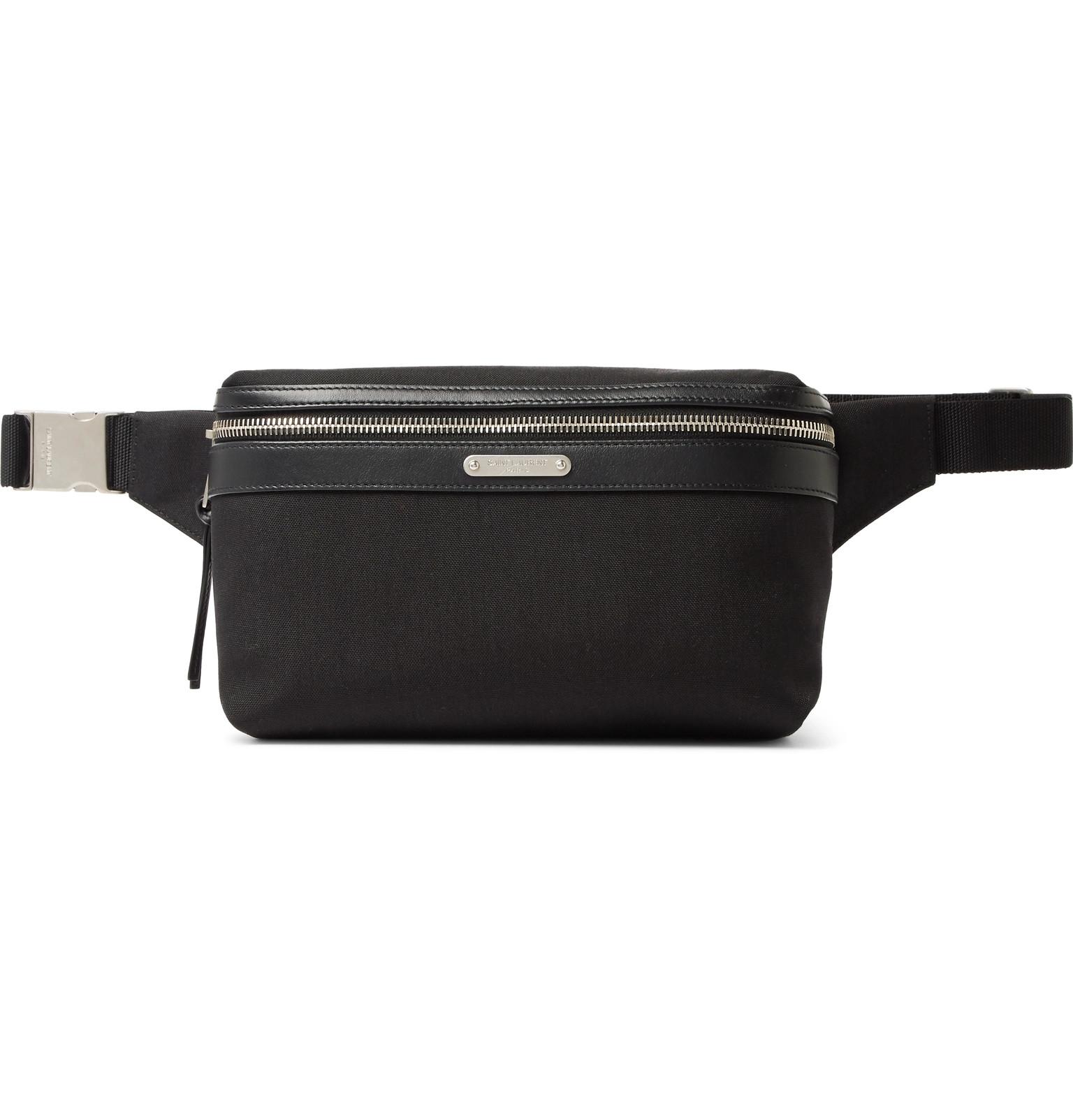 Saint Laurent Leathertrimmed Canvas Belt Bag in Black for Men Lyst