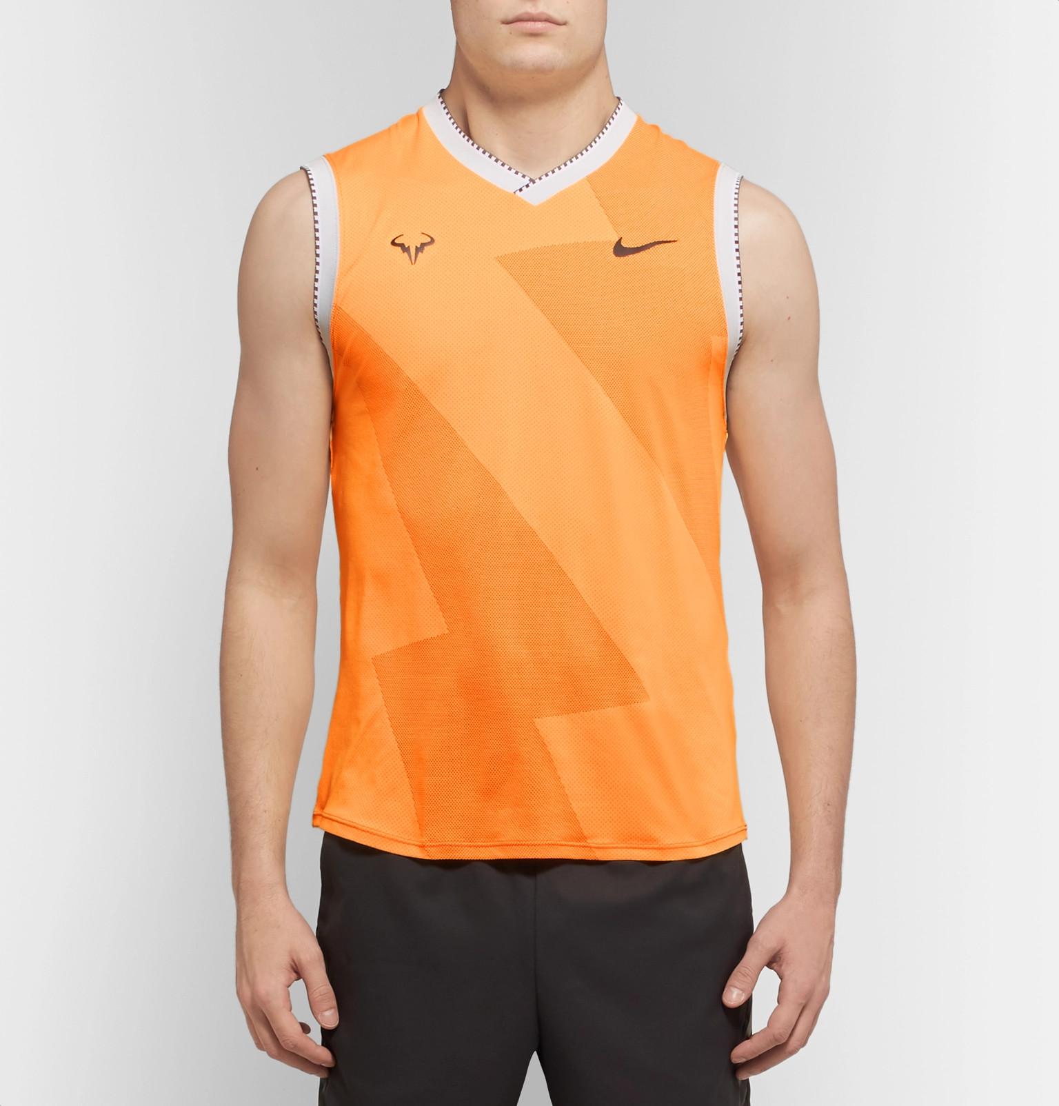 Nike Rafa Slim-fit Aeroreact Tennis Tank Top in Orange for Men | Lyst UK