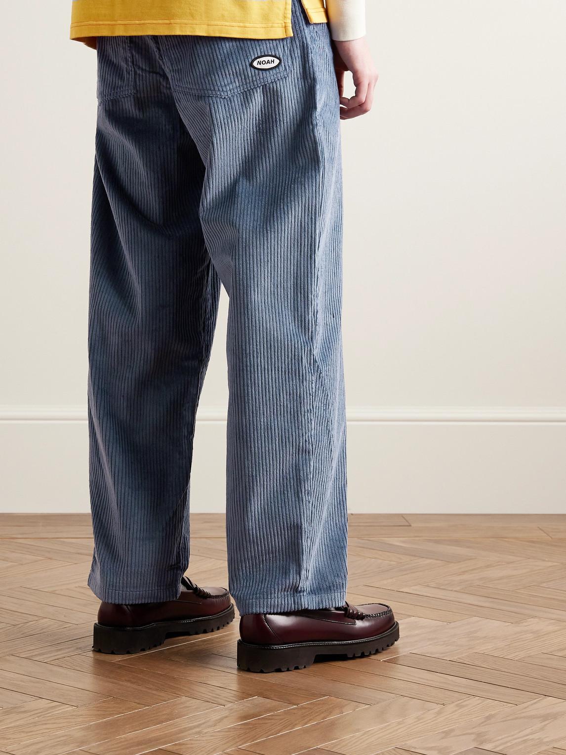 Noah Straight-leg Cotton-corduroy Trousers in Blue for Men | Lyst UK