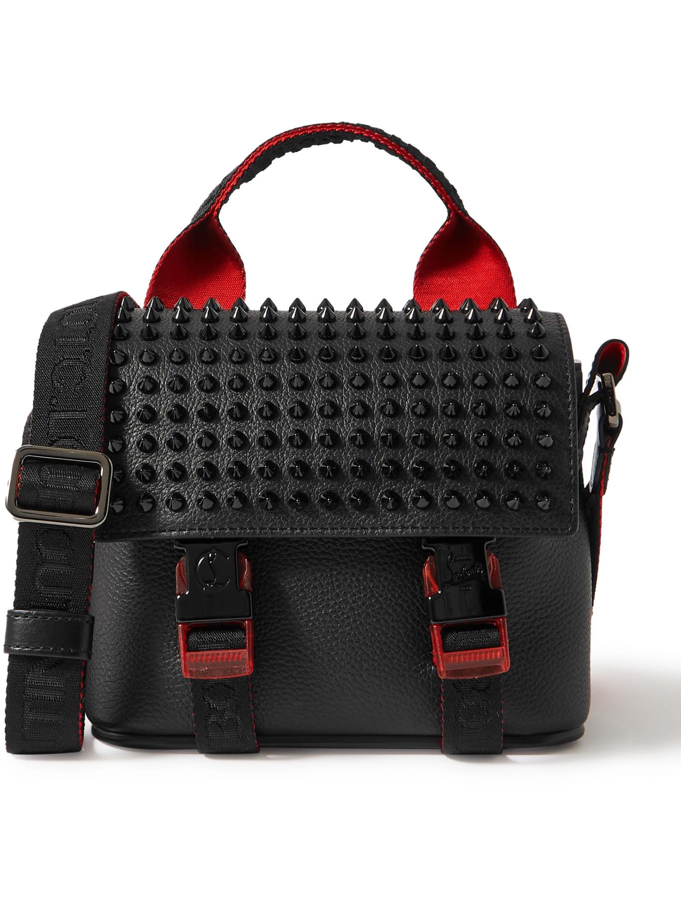 Christian Louboutin Loubiclic Mini Spiked Full-grain Leather Messenger Bag  in Black for Men
