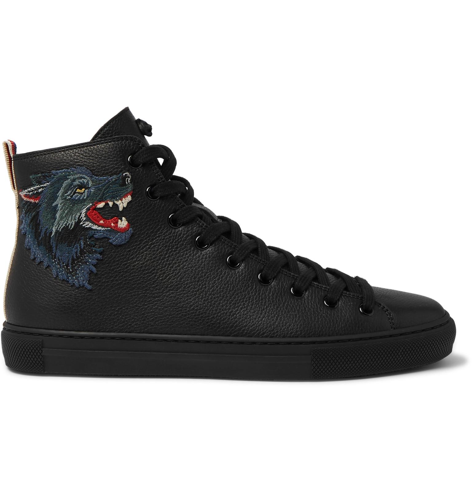 Gucci Major Wolf-appliquéd Full-grain Leather High-top Sneakers in ...