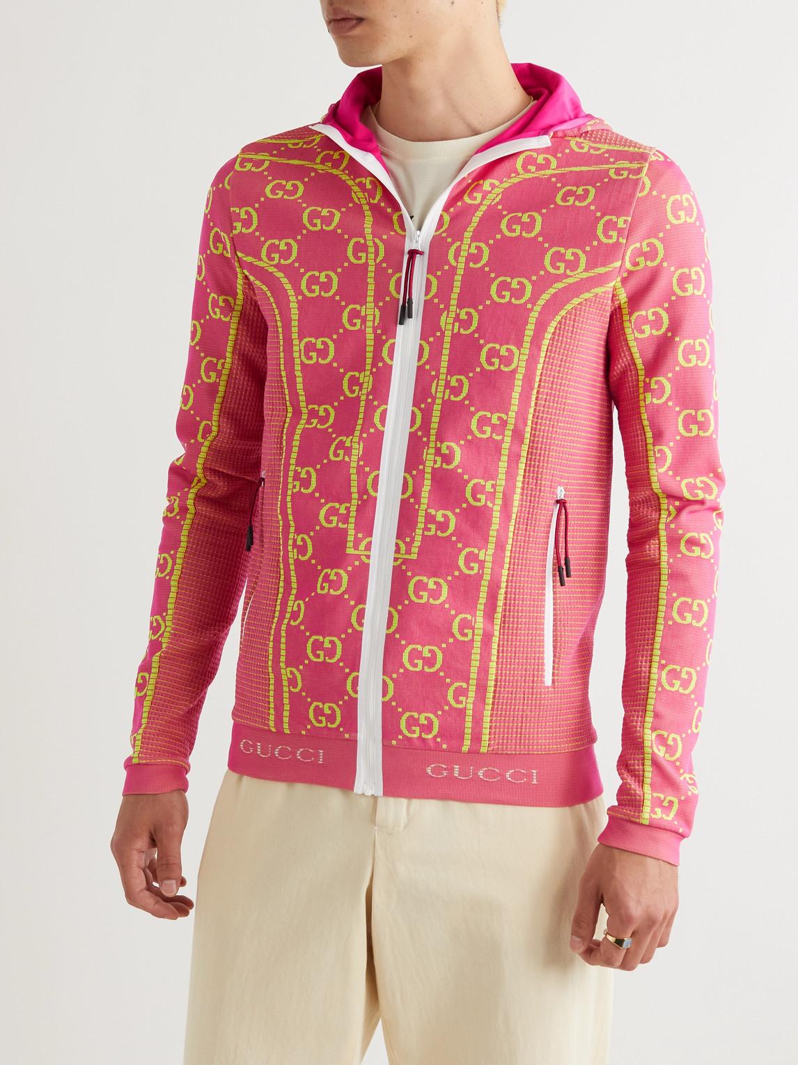 Gucci Logo-jacquard Stretch-jersey Zip-up Hoodie in Orange for Men | Lyst  Canada