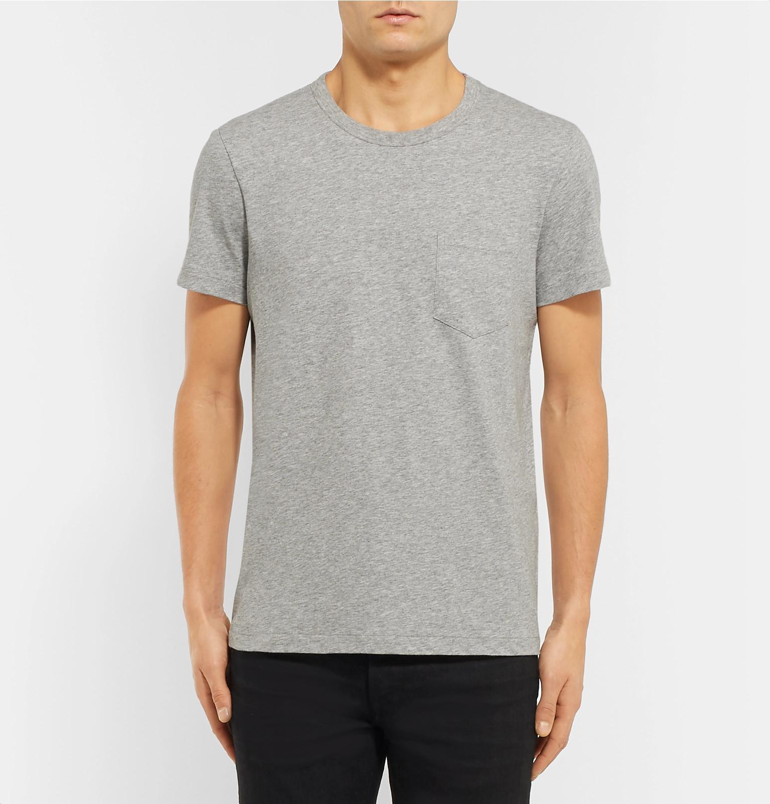 Download Tom Ford Slim-fit Mélange Cotton-jersey T-shirt in Gray ...