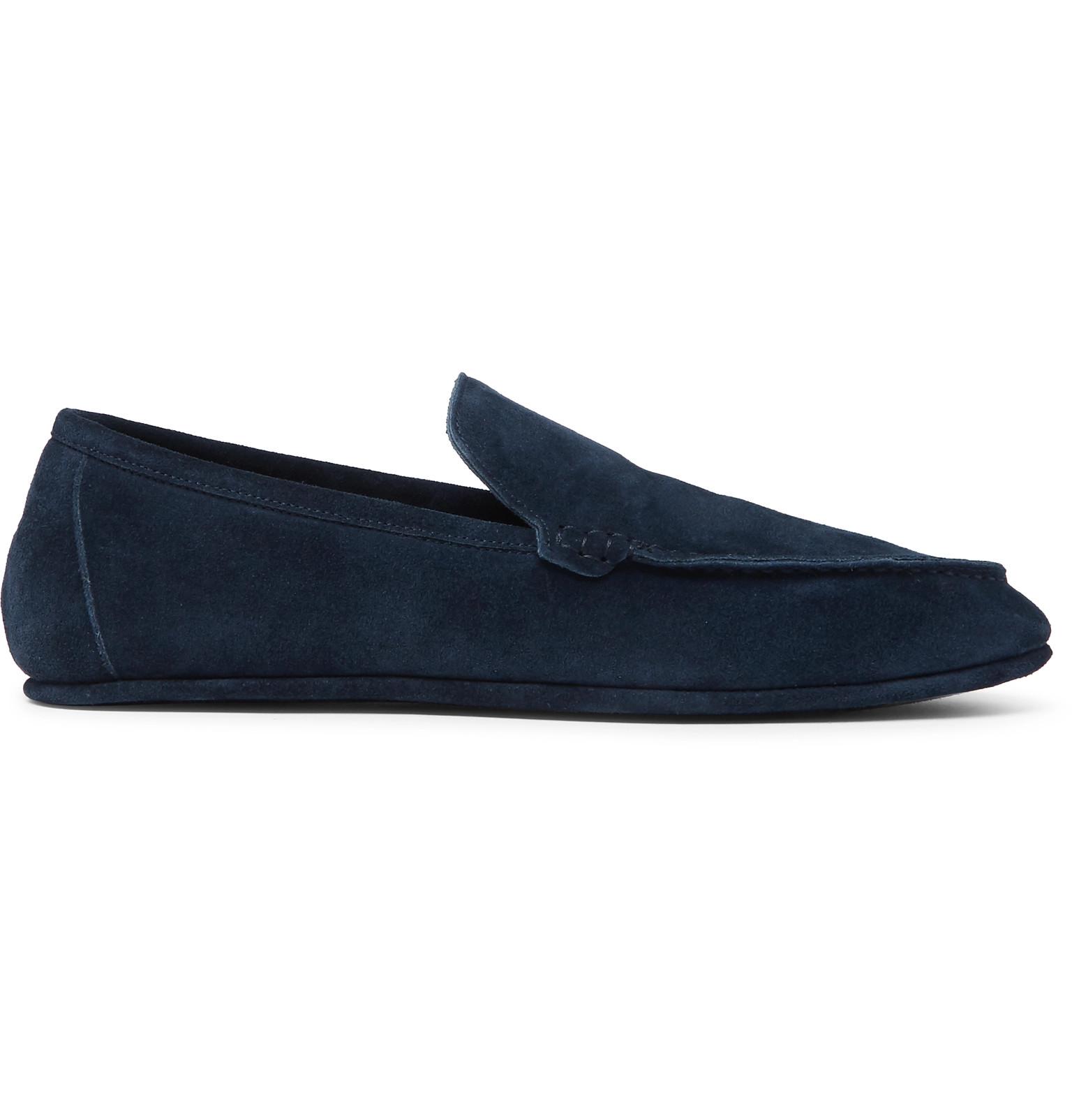 Loro Piana Walk At Home Cashmere-lined Suede Slippers in Navy (Blue ...