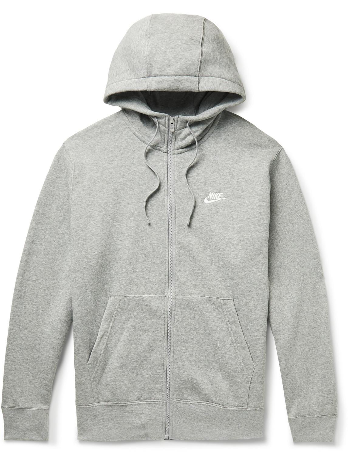 Nike Sportswear Club Logo-embroidered Cotton-blend Jersey Zip-up Hoodie in  Gray for Men | Lyst