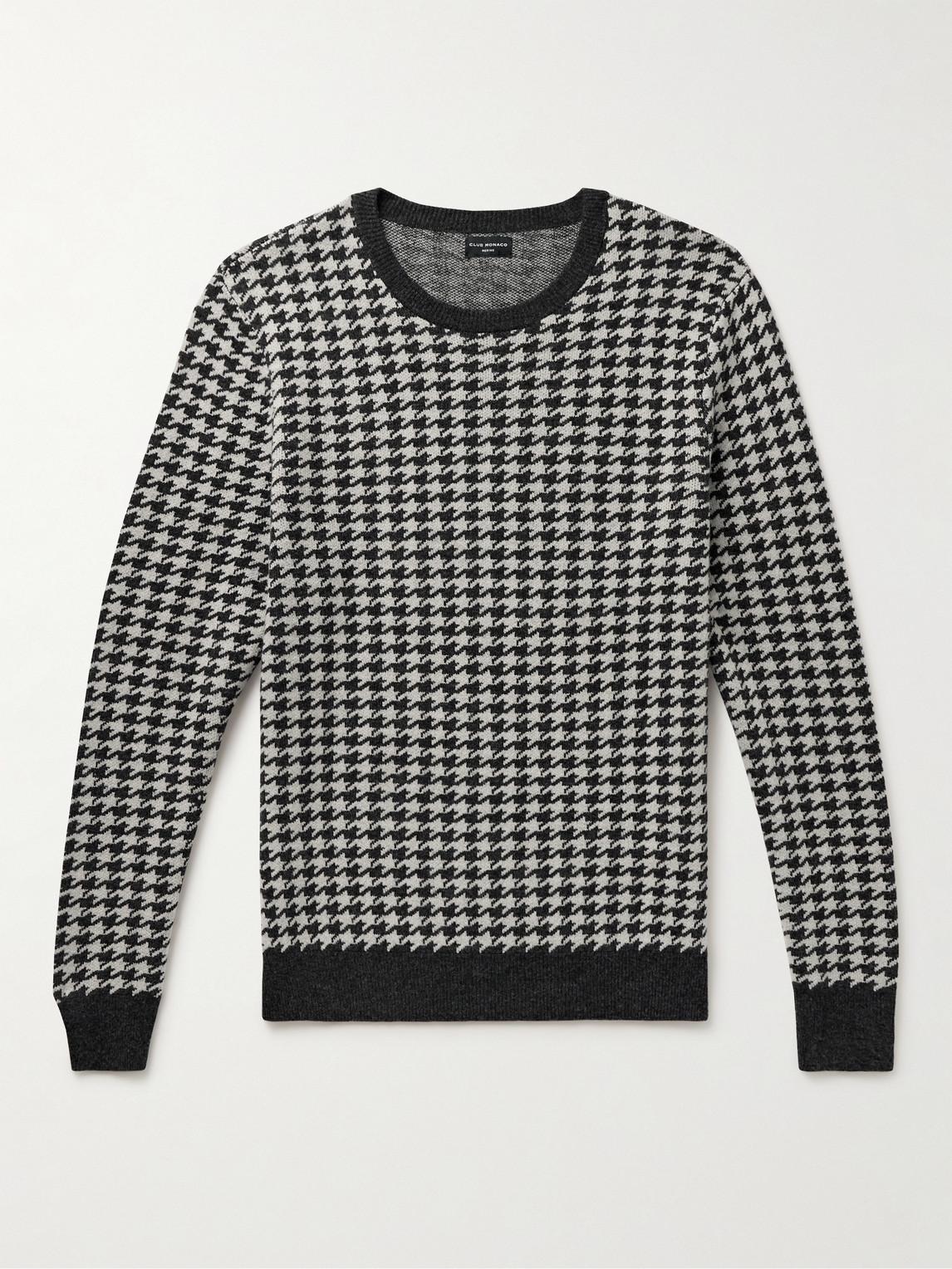 Club Monaco Houndstooth Jacquard knit Wool Sweater in Black for Men Lyst UK