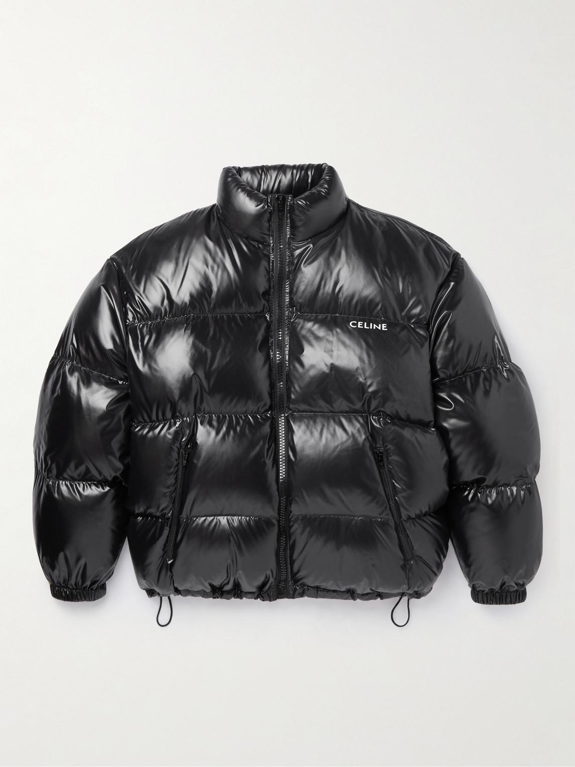 CELINE HOMME Logo print Quilted Glossed shell Down Jacket in Black for Men Lyst Canada