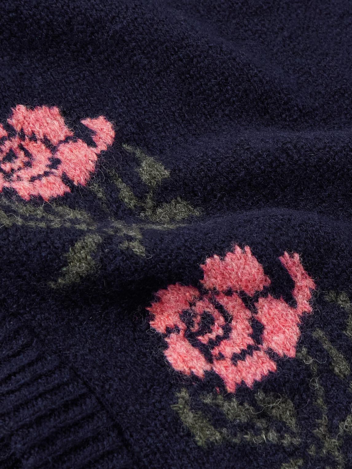Noah Floral-Jacquard Shetland Wool Cardigan in Blue for Men | Lyst UK