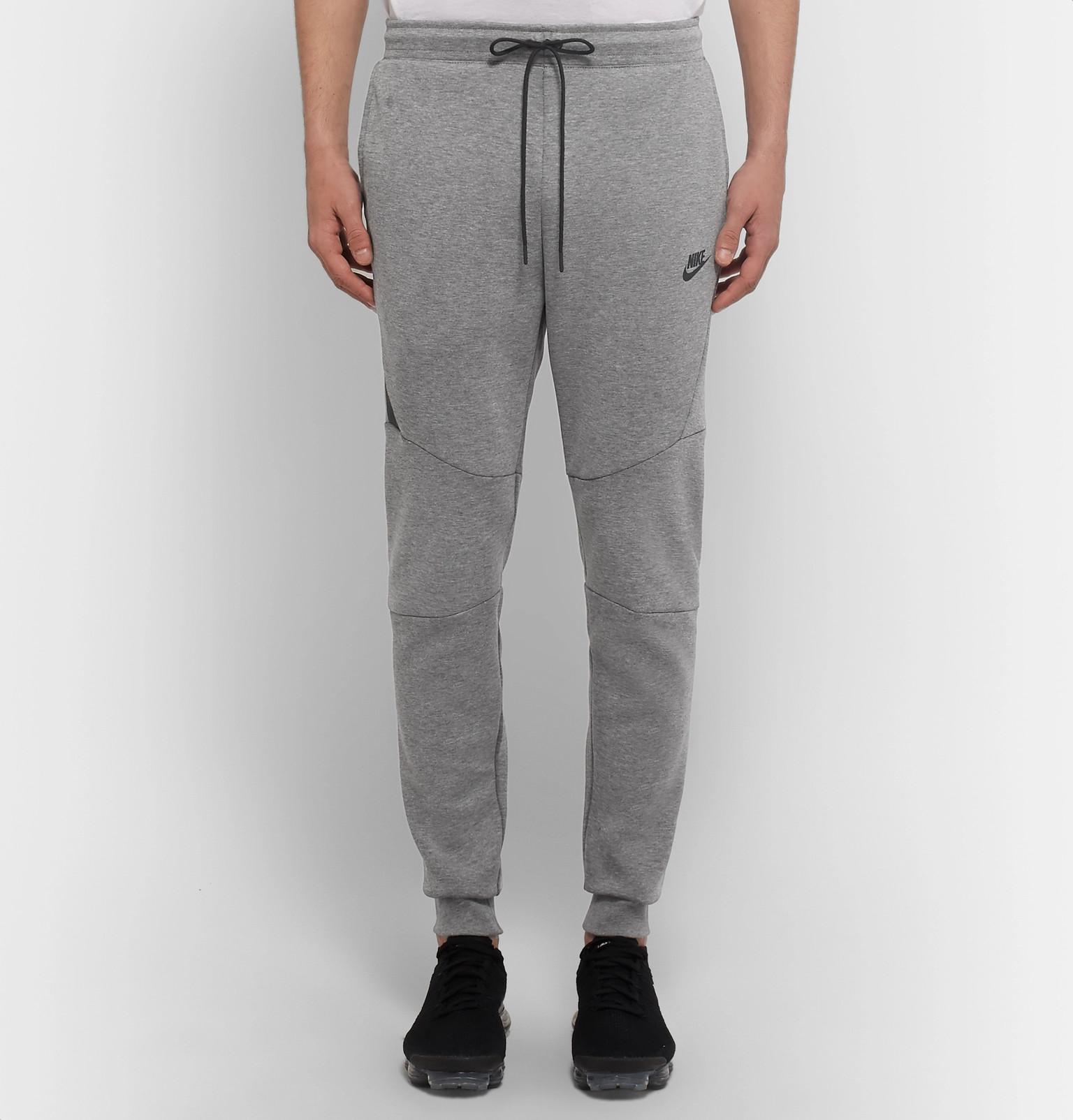 Nike Slim-fit Tapered Mélange Cotton-blend Tech Fleece Sweatpants in ...