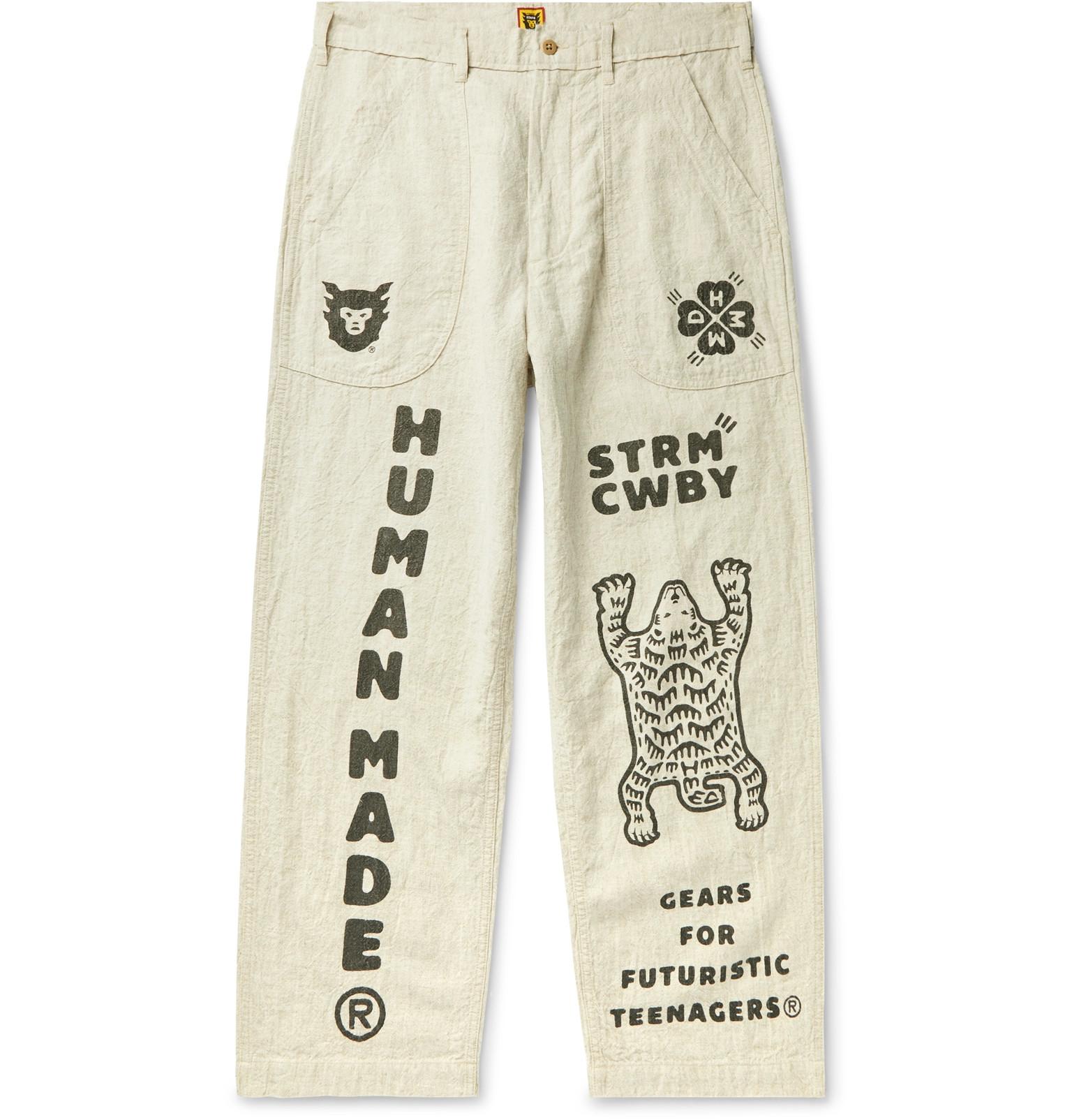 Human Made Printed Cotton And Ramie-blend Trousers in Natural for 