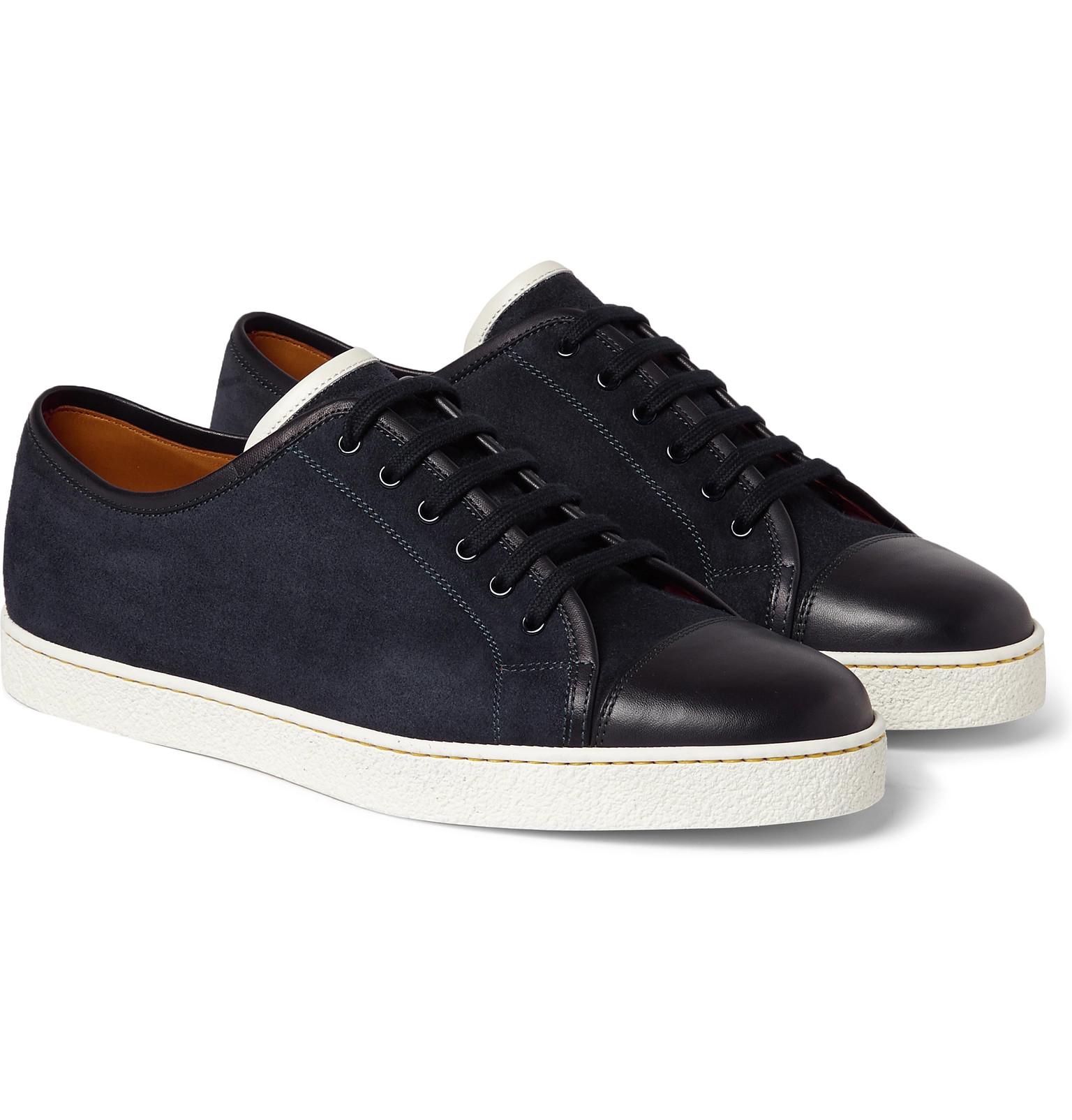 John Lobb Levah Suede And Leather Sneakers in Navy (Blue) for Men - Lyst