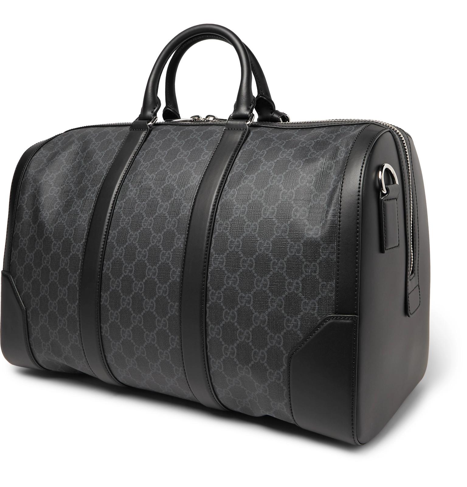 Gucci Leather-trimmed Monogrammed Coated-canvas Holdall in Black for ...
