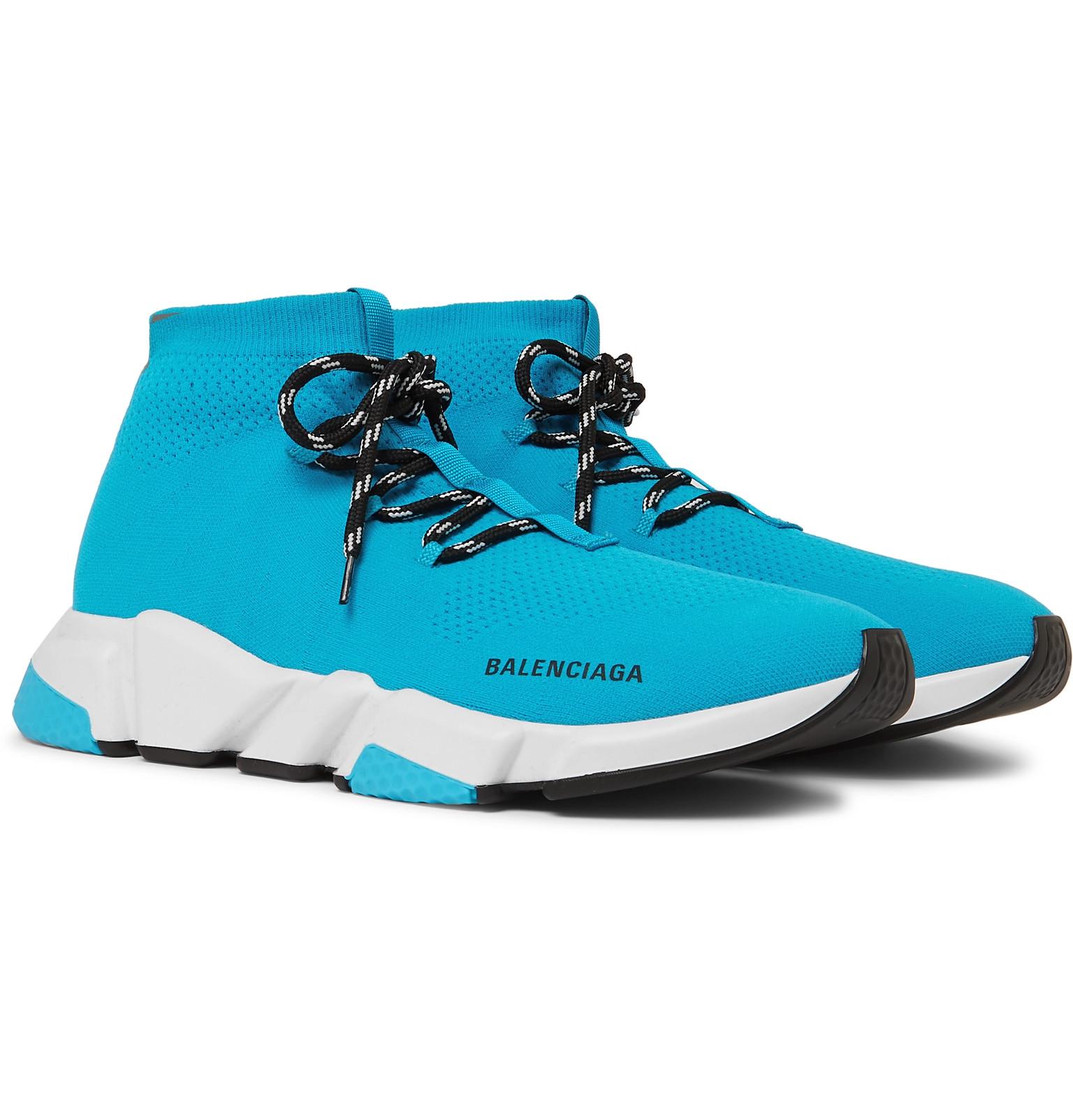 Balenciaga Rubber Speed Stretch-knit Sneakers in Light Blue (Blue) for ...