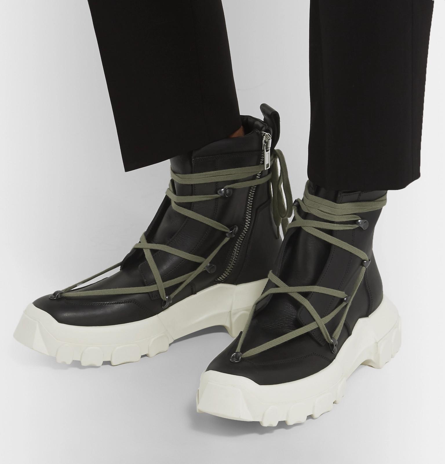 Rick Owens Leather Boots in Black for Men | Lyst
