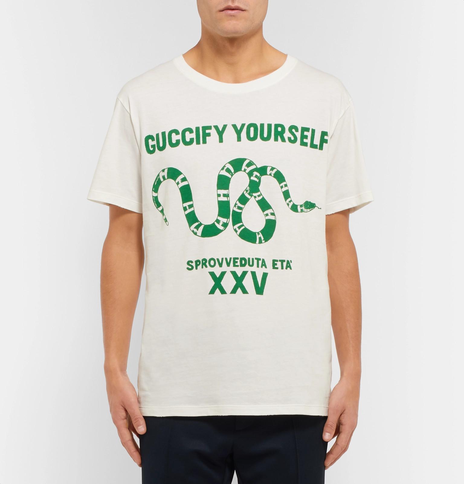 Gucci Printed Cotton-jersey T-shirt in White for Men - Lyst