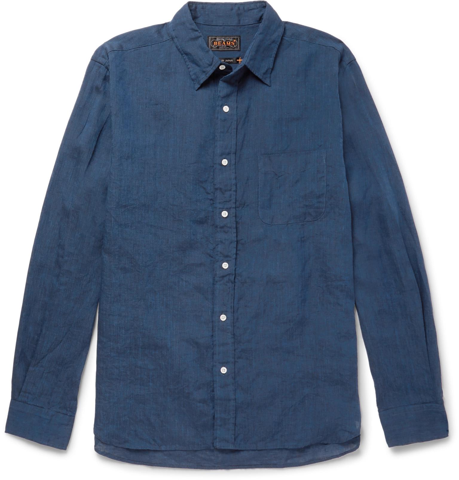 Beams Plus Linen Shirt in Blue for Men - Lyst