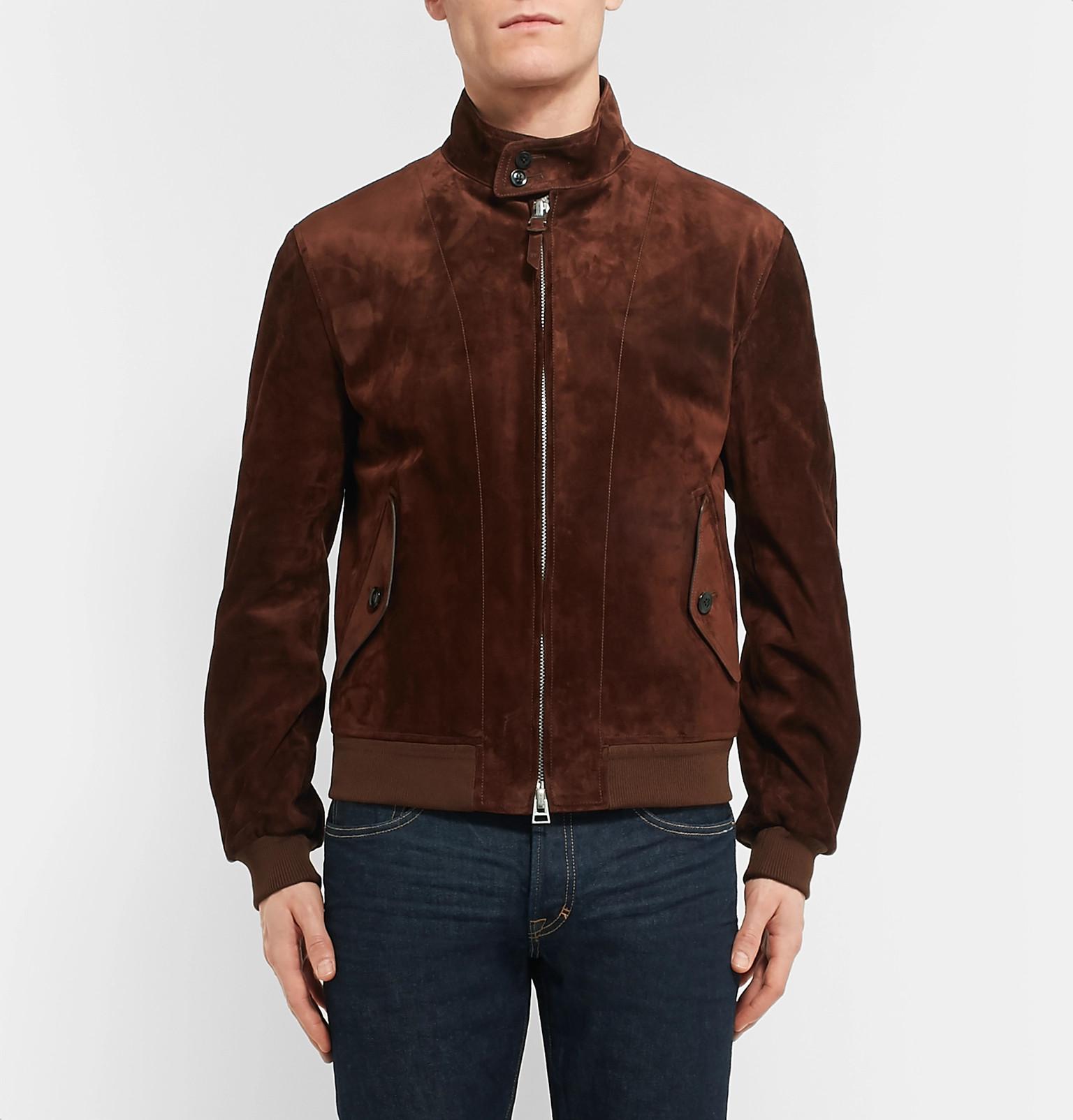 Tom Ford Slim-fit Suede Harrington Jacket in Brown for Men | Lyst