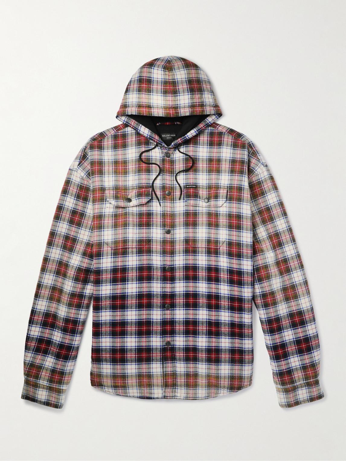 Balenciaga Checked Cotton-flannel Shirt in White for Men | Lyst