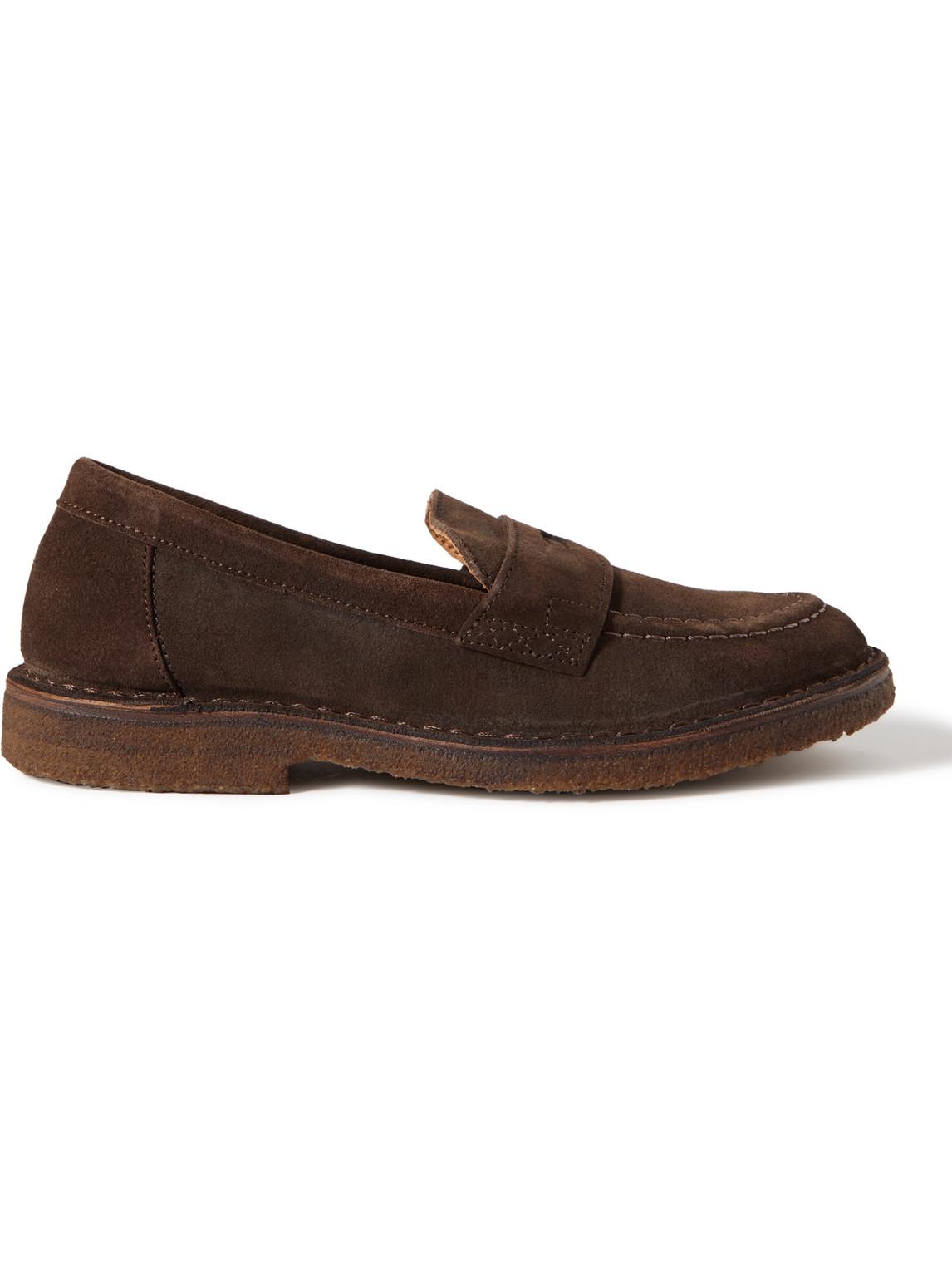 Drake's Suede Penny Loafers in Brown for Men | Lyst
