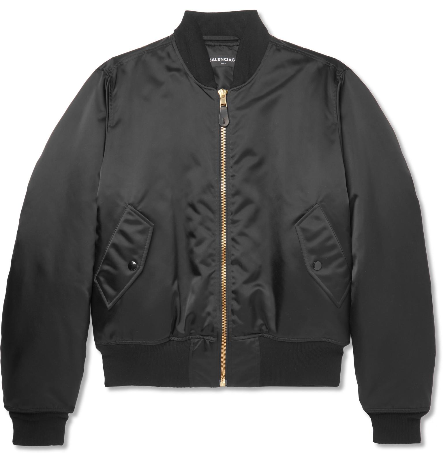 Balenciaga Oversized Embroidered Satin Bomber Jacket in Black for Men ...