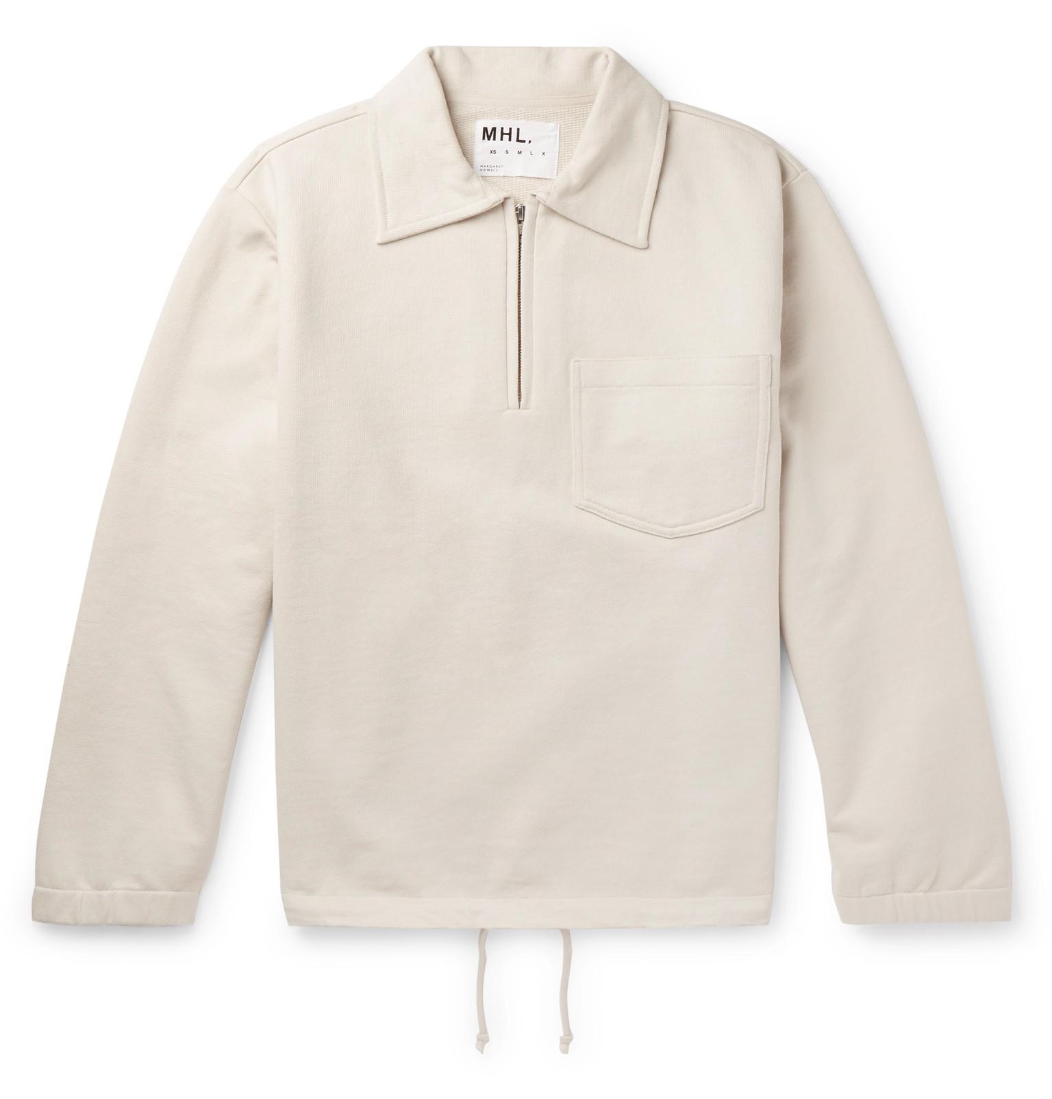 Margaret Howell Mhl Loopback Cotton-jersey Half-zip Sweatshirt in Natural  for Men Lyst Australia