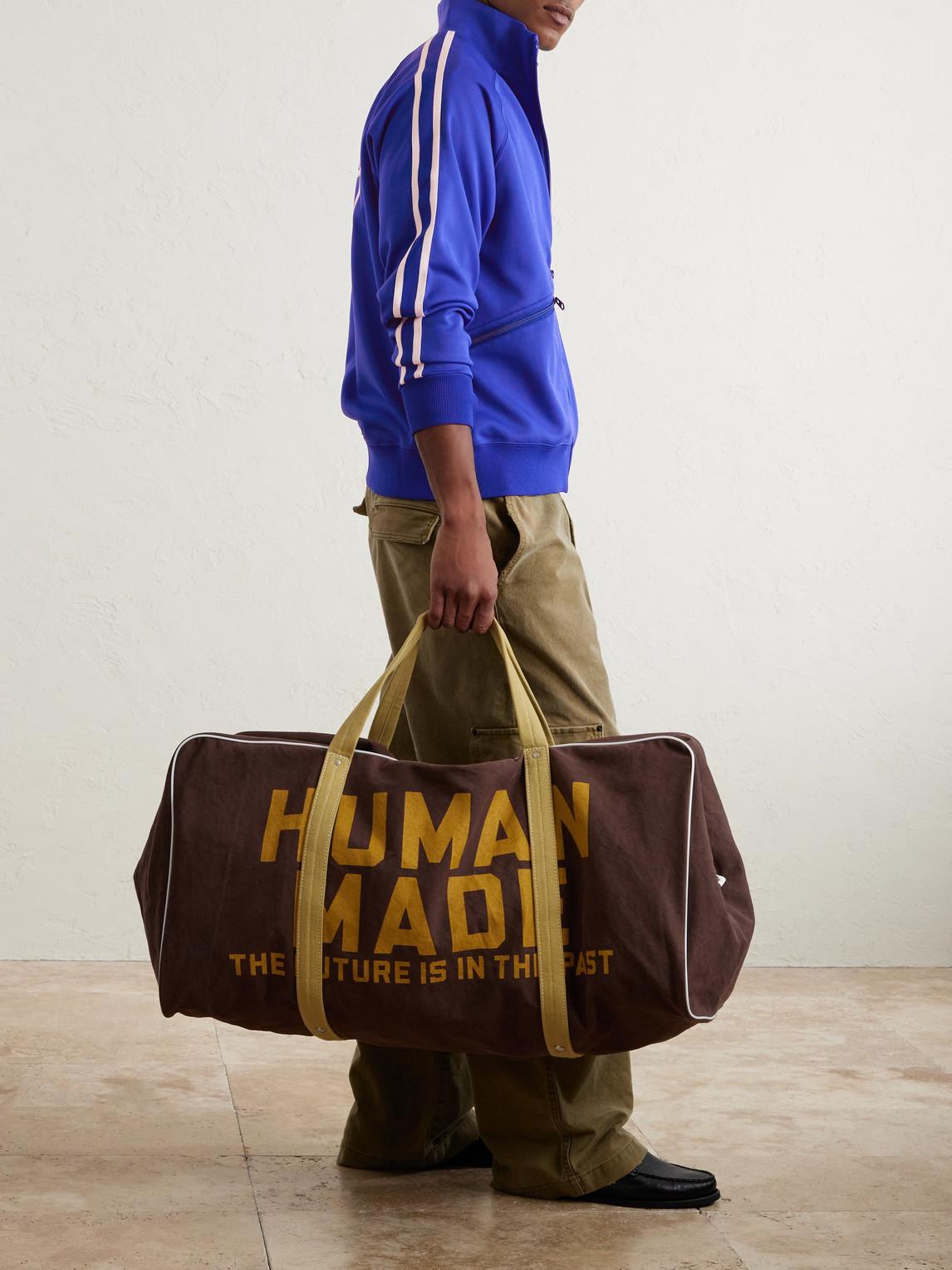 Human Made Boston Logo-print Cotton-canvas Weekend Bag in Brown